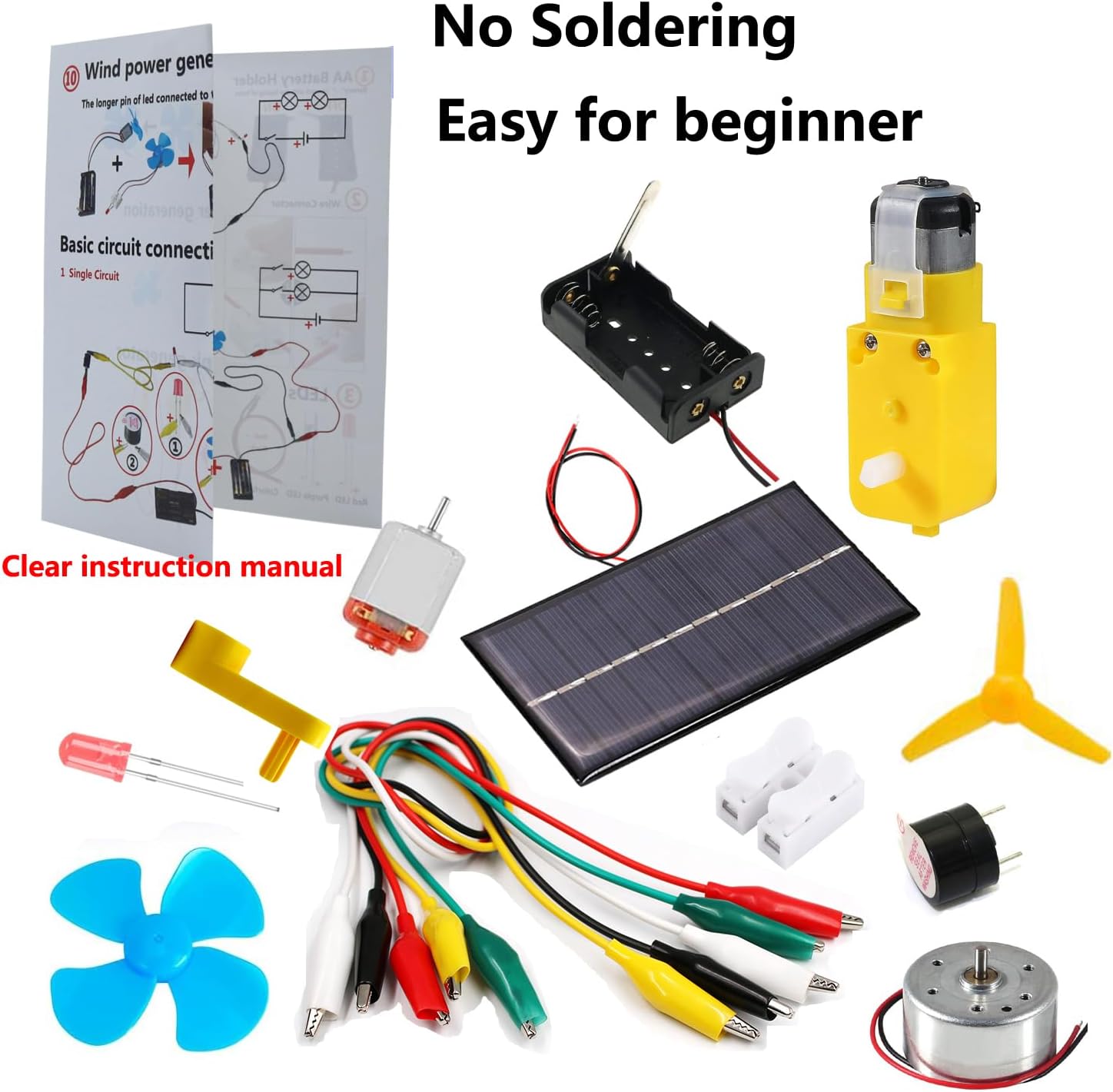 Delinx Fun Physics Science Experiment Kit: Windmill & Hand-cranked Generator, Solar Power, Basic Electric Circuit Learning, DIY Educational STEM Project for Kids & Teens, Girls & Boys - Image 4
