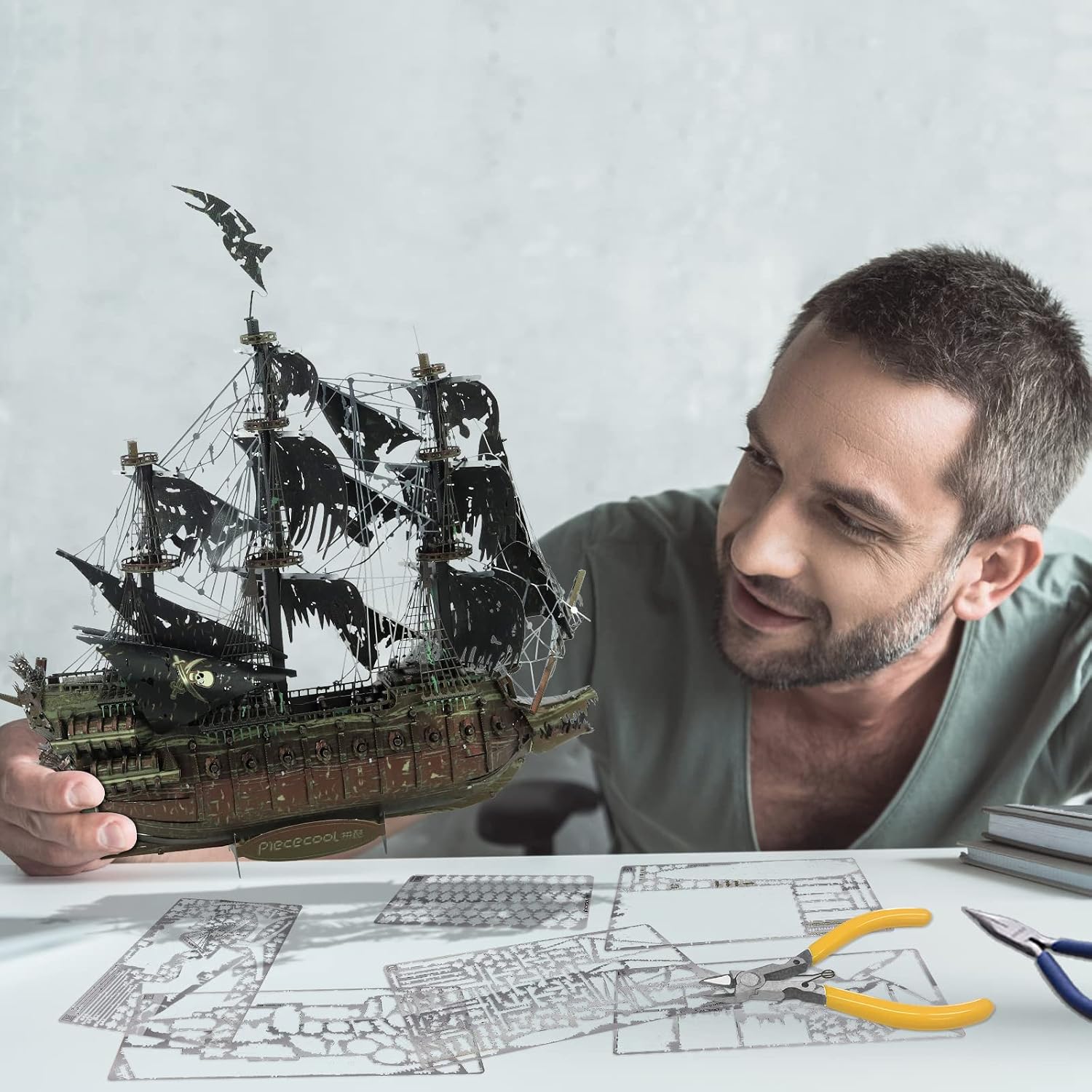 Piececool Metal 3D Puzzles for Adults, Flying Dutchman Pirate Ship Model Kits, 3D Watercraft Model Building Kit, DIY Craft Kits Difficult 3D Puzzles for Family Time, Great Christmas Birthday Gifts - Image 3
