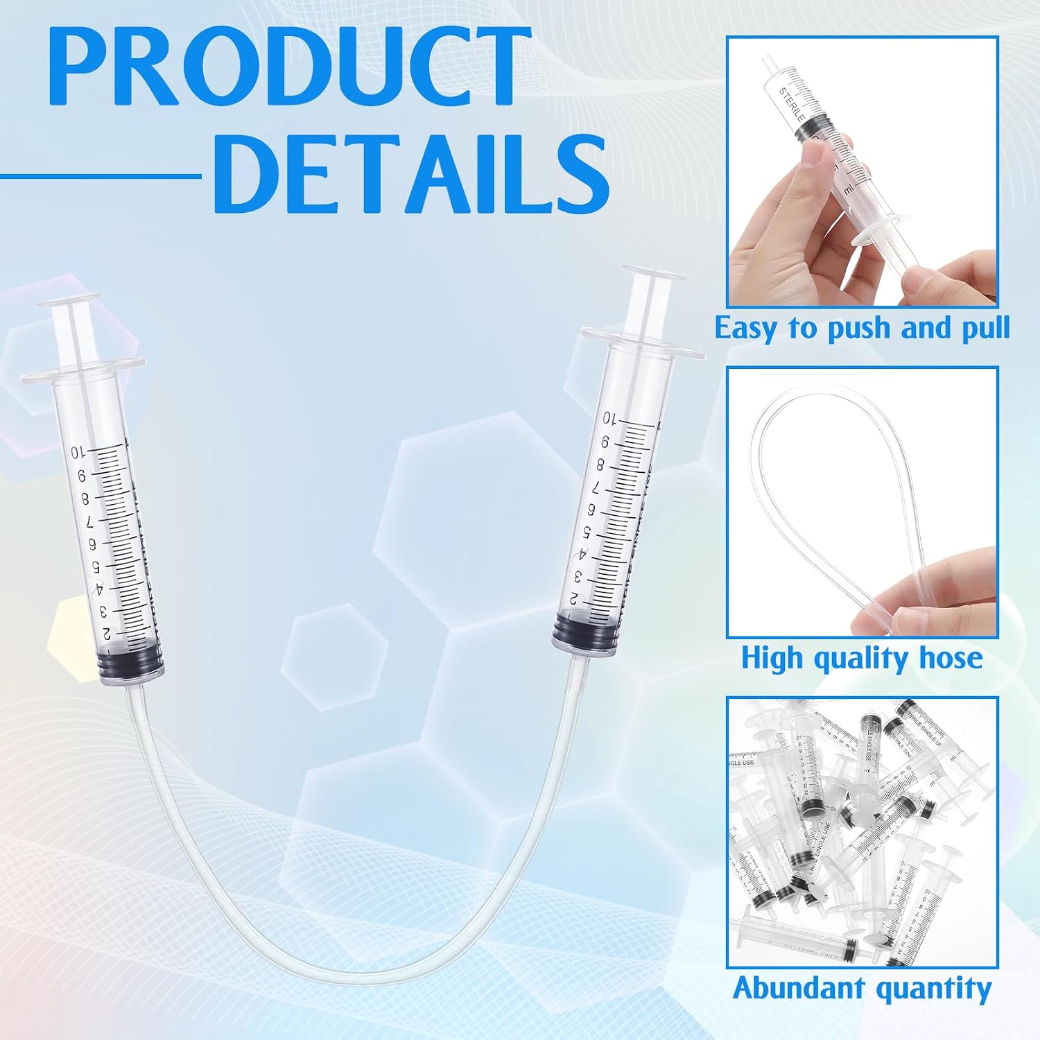 Threlaco 48 Pcs Hydraulic and Pneumatic Kit 10ml Plastic Syringe with 12 Pcs 20in Vinyl Handy Tubing for Science and Engineering Projects for Back to School Classrooms Scientific Labs - Image 3