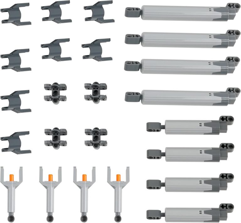 24-in-1 Pneumatic Technical Parts Linear Actuator & Hydraulic Pump Kit with Push Rods & Connectors for MOC Robot, Robot Car DIY Engineering Projects