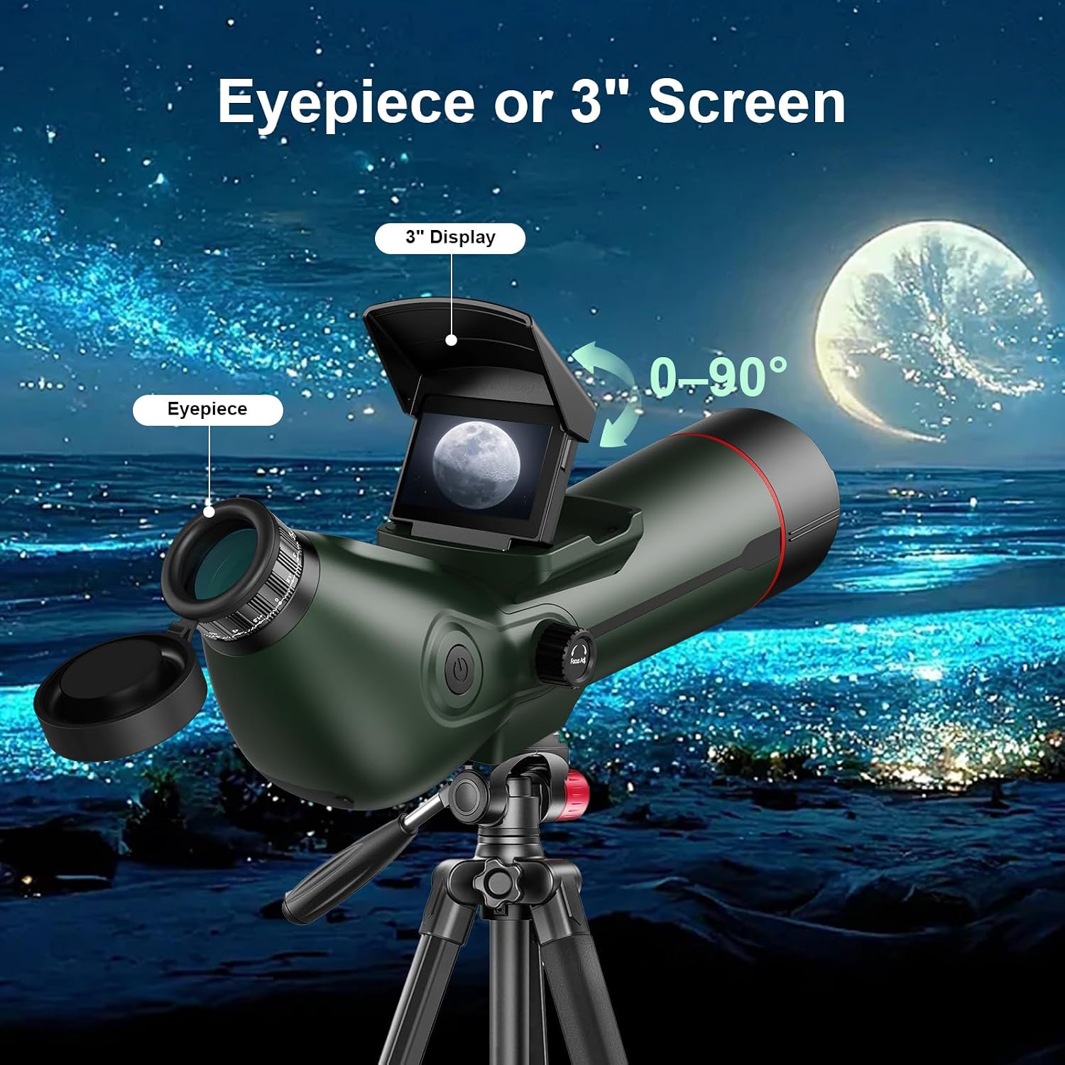 Smart Telescope, Digital Electronic Telescopes with 4K Astrophotography Camera, Internal and Externat Dual Screens Spotter for Adults & Kids & Beginners Astronomy with 64G Card - Image 3