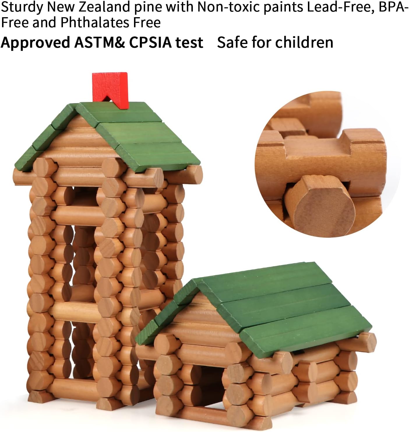 Wondertoys 530 Pcs Wooden Logs Set Ages 3+, Classic Building Log Toys for Kids, Creative Construction Engineering Educational Gifts - Image 5
