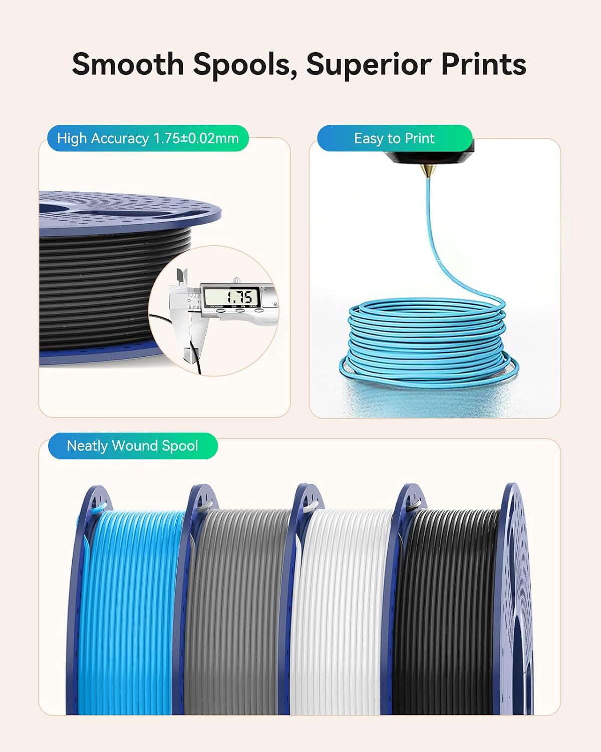SUNLU Clear PLA Filament 1.75mm, 250g Spool Bundle, 3D Printer Filament - Image 6