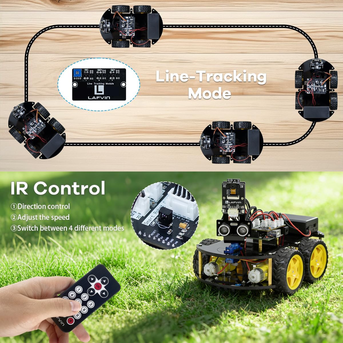 LAFVIN R3 Camera Smart Robot Car Kit for Arduino Robotics with Tutorial - Image 5