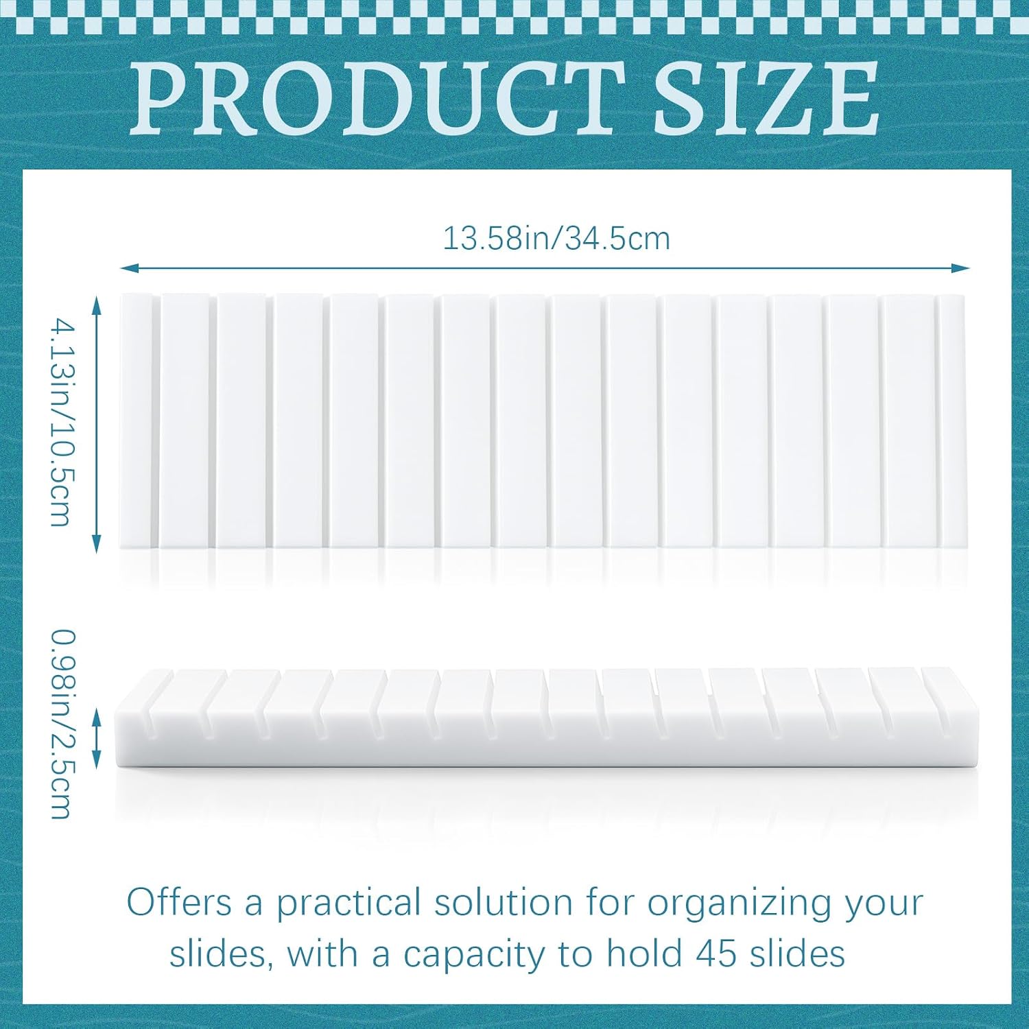 Wonderjune 45 Slides Microscope Slide Holder Microscope Slide Drying Rack Slides Stand Acrylic with Inclined Channel for Microslide Drying Cleaning Histology Hematology Lab Rest Bench Display, White - Image 2