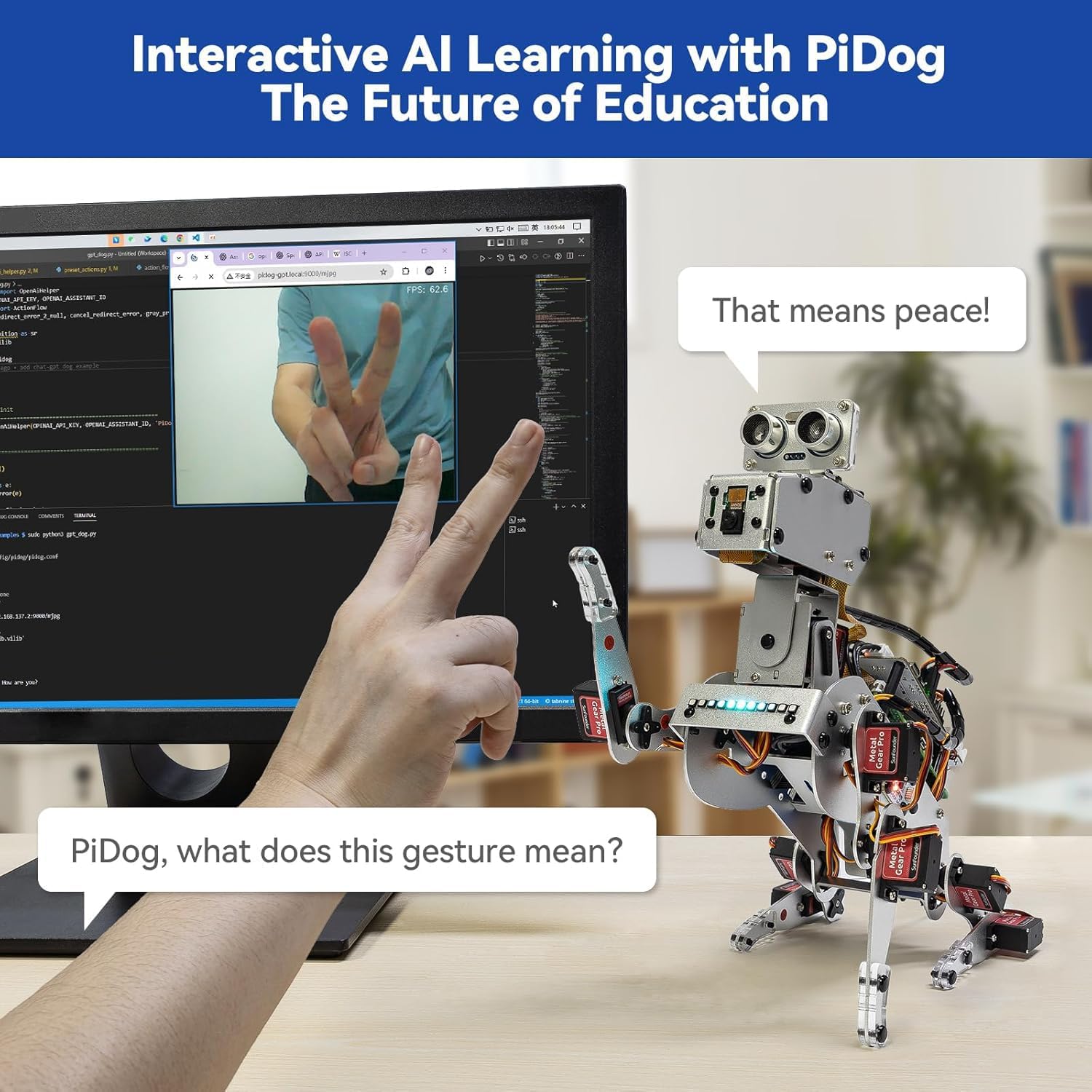 SunFounder PiDog AI Robot Dog Kit for Raspberry Pi 5/4/3B+/Zero 2W, Openclaw LLMs ChatGPT/Gemini/Grok, Voice&Video Recognition, Python, App, Gyroscope, Camera (RPI NOT Included) - Image 3