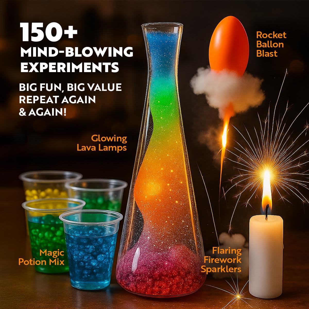 Playz Mega Kaboom! Explosive Science Kit for Kids Age 8-12 Kids Chemistry - Image 3