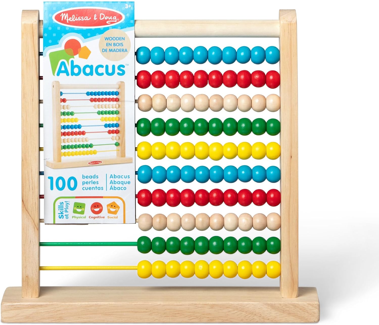 Melissa & Doug Abacus Classic Wooden Toy with 100 Beads - Preschool Learning Activities and Math Games for Kids, Homeschool Essentials for Ages 3+ - Image 3