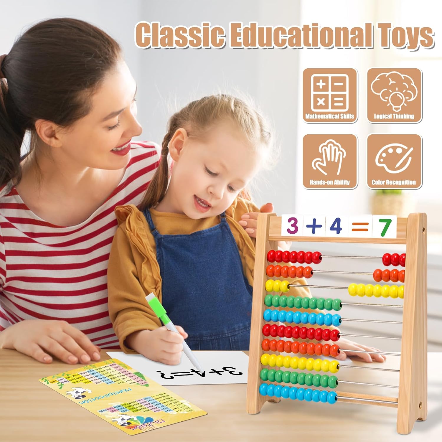 Abacus for Kids Math Wooden Abacus Counting Toy Math Manipulatives - Image 6