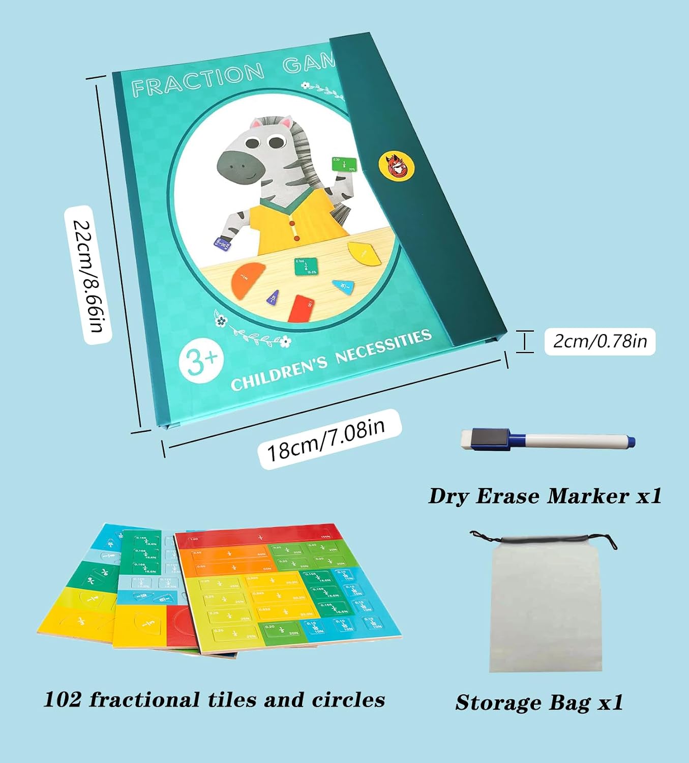 Magnetic Fraction Educational Puzzle Fraction Tiles and Circles, Equip Magnetic Score Disk Demonstrator,Math Manipulatives Enhance Early Primary School Students Mathematical Skills - Image 2