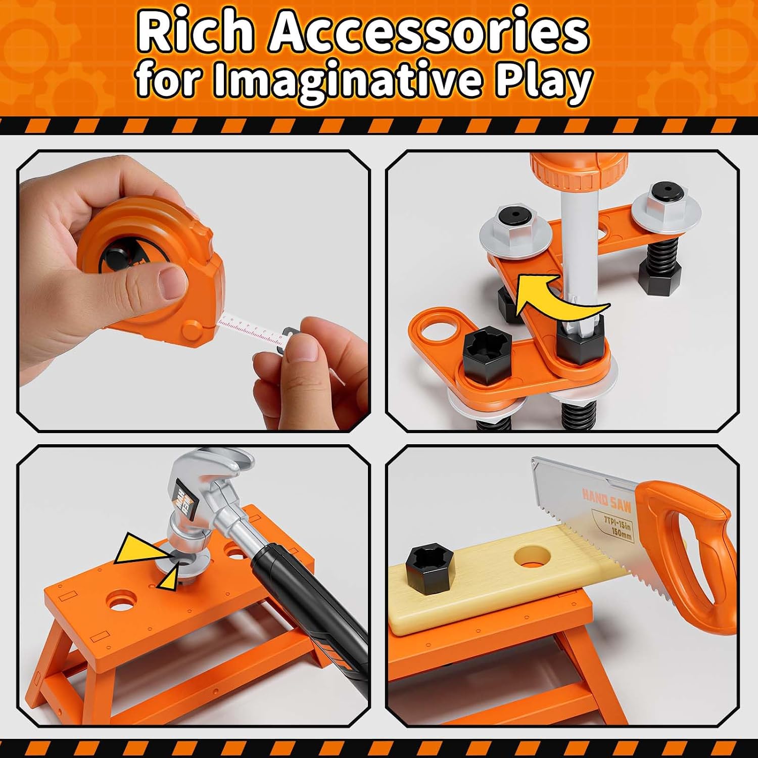 KidBloom Kids Tool Set, Toddler Tool Set with Box, Toys for 3 Year Old Boys - Image 7