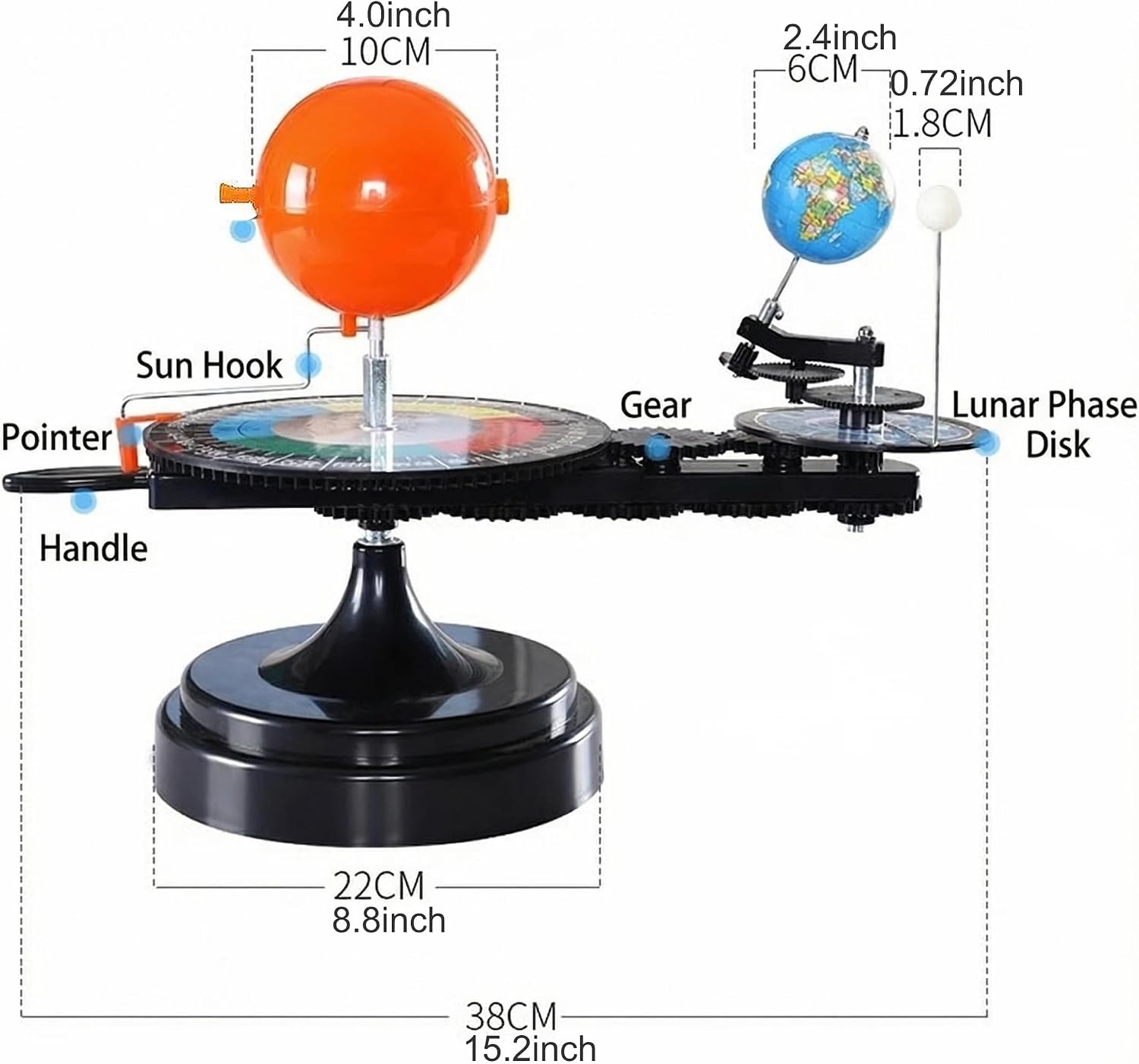 English Solar System Sun Earth Moon Orbital Model, Educational Planetarium Project Kit for Science Astronomy Teaching, Earth Moon Sun Rotation Model for Kids - Image 2