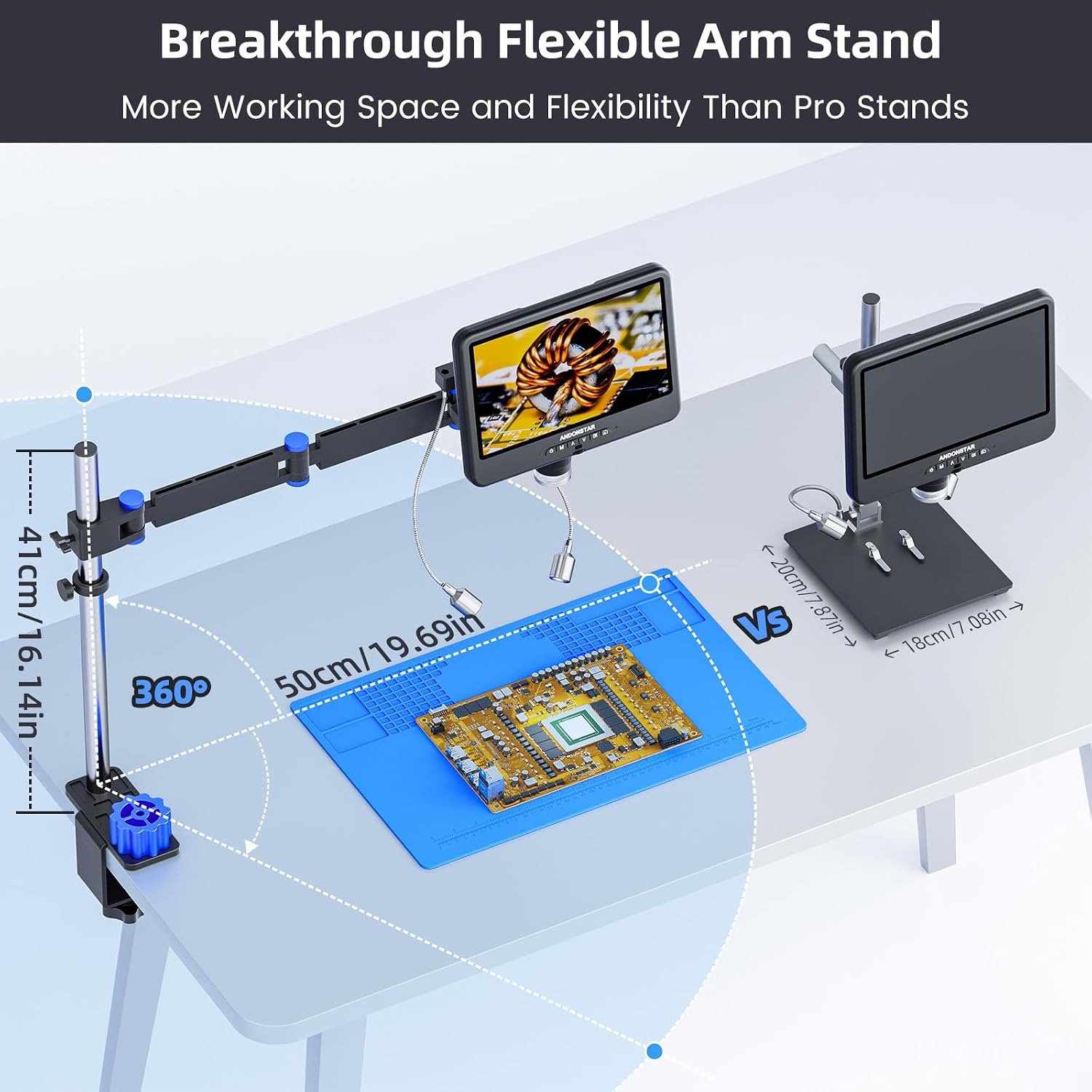 Andonstar AD208S-FA 4K HDMI Digital Microscope for Soldering 10.1" Screen - Image 4