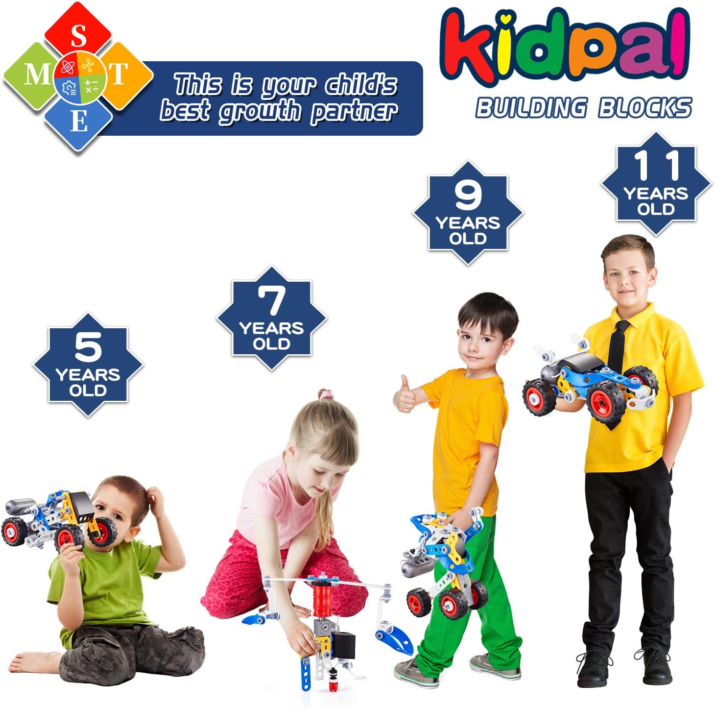 Erector Set for Boys 6-12, Building Toys for Kids Ages 4-8, 5 in 1 STEM Toys Ages 4-7 with Electric Power Motor, Construction Toys for Age 5 7 8 9 Years Old, 113 PCS DIY - Image 8