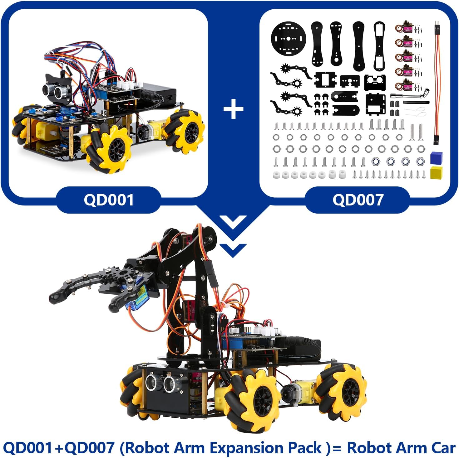 ACEBOTT Robot Arm Expansion Pack Smart Car Starter Kit, Robotics Kit for Kids Ages 8-12 12-16, STEM Toys Coding Robot Kit for Teens & Adults(QD007) - Image 3