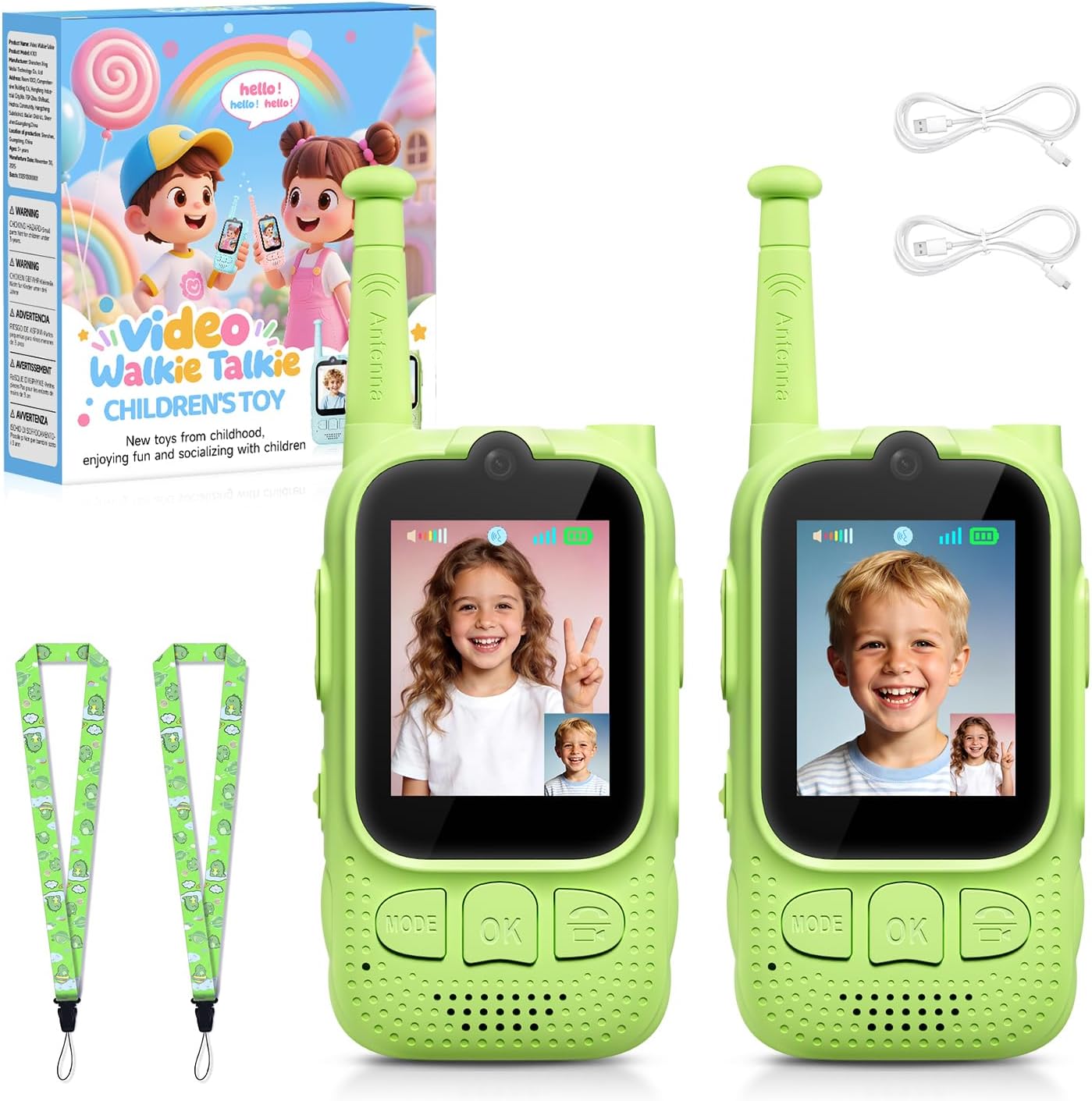 Kids Video Walkie Talkies, 2 Pack Facetime Wakey takey with Video for Kids