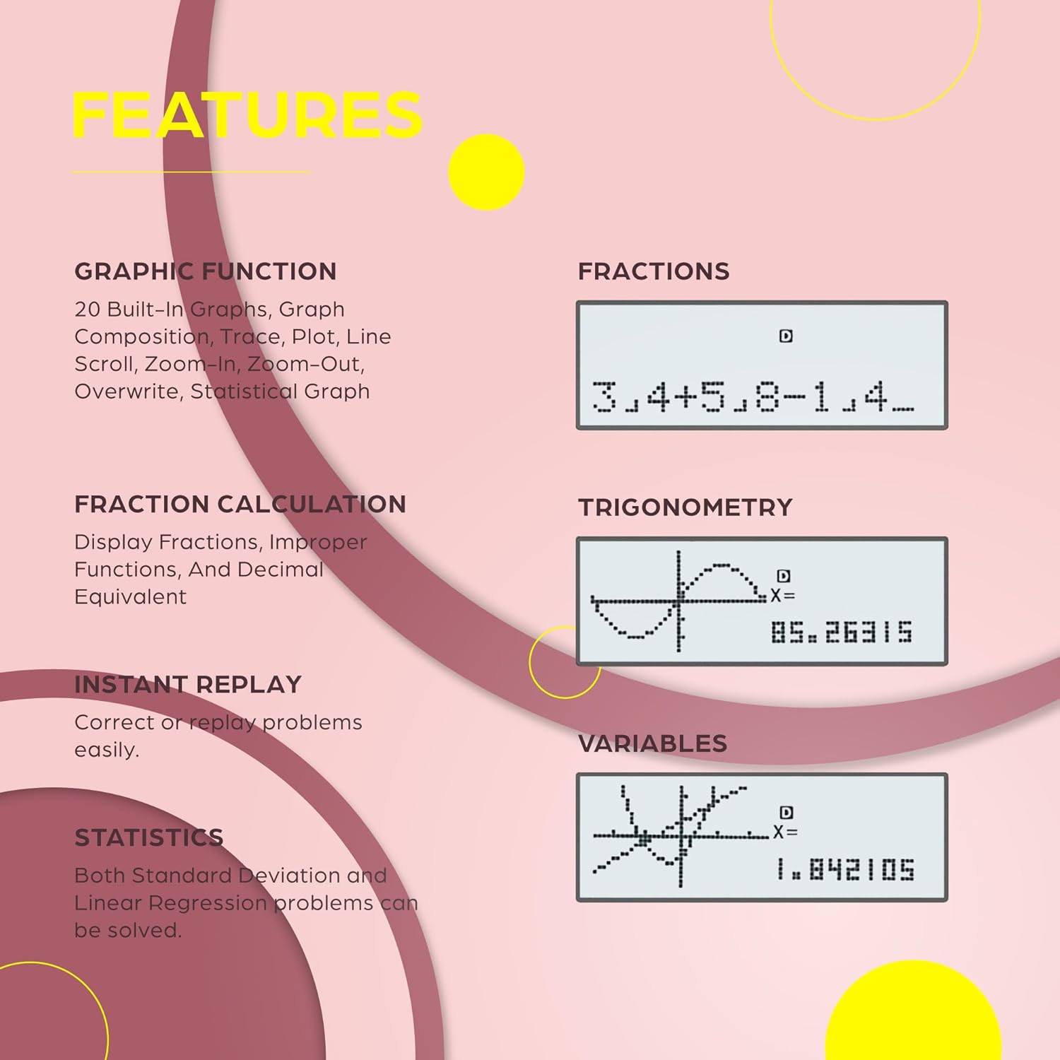 TOVO Scientific Calculator with Graphic Functions, 360+ Functions Graphing Calculator for Students, Large 3" Screen Multi-Mode Scientific Calculators for High School & College, TS-259 - Image 2