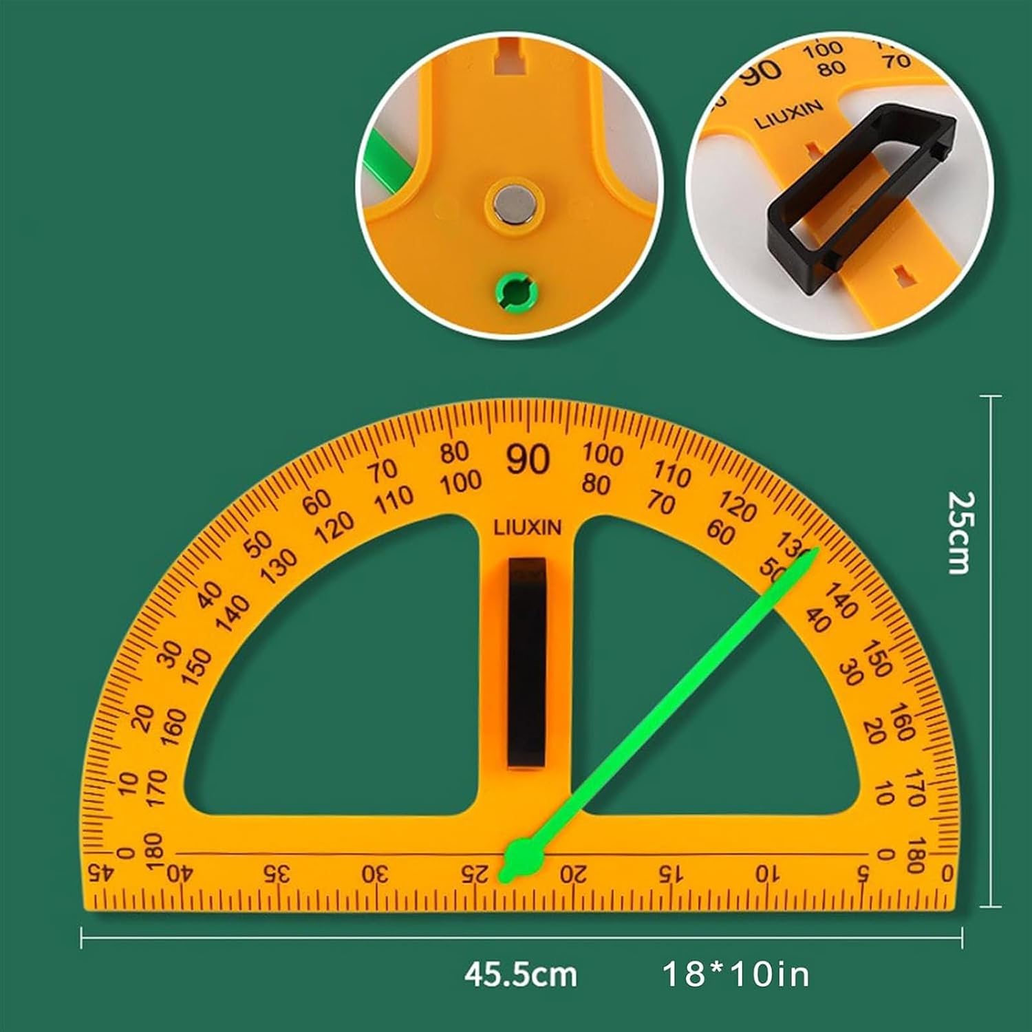 Magnetic Geometry Math Ruler Set for Classroom, Large Protractor, Triangle & Measuring Rulers, Magnetic Blackboard Tools for Teachers & Students Enhances Math Learning, 5pc - Image 4