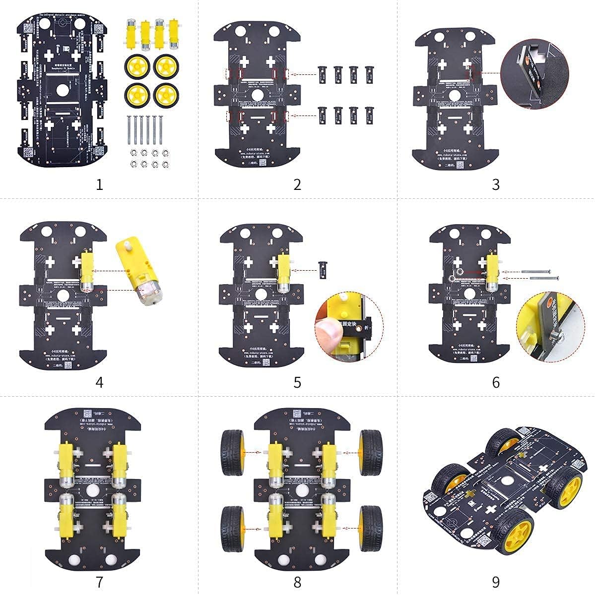 Robot Chassis 4WD Robot Car Smart Chassis Kit with 4 TT Motor for Arduino/Raspberry Pi/Jetson Nano, Smart Robotic Car Chassis DIY Learning Kit - Image 6