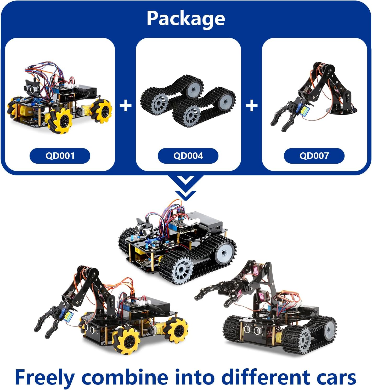 Robotics for Kids Ages 12-16, ACEBOTT 4 in 1 Smart Robot Arm with 5DOF + Tank Car, STEM Toys Coding Kit Compatible with Arduino & Scratch, App & Remote Control, for Kids & Teens - Image 2