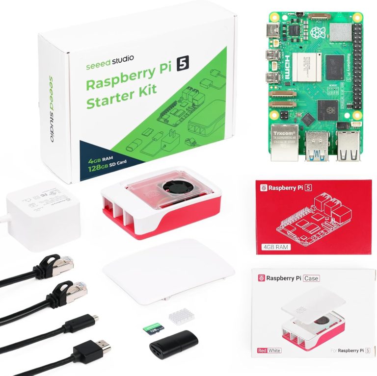 Seeed Studio Raspberry Pi 5 Starter Kit - 4GB RAM，128GB Micro SD Card pre-Loaded with 64-bit Raspberry Pi OS