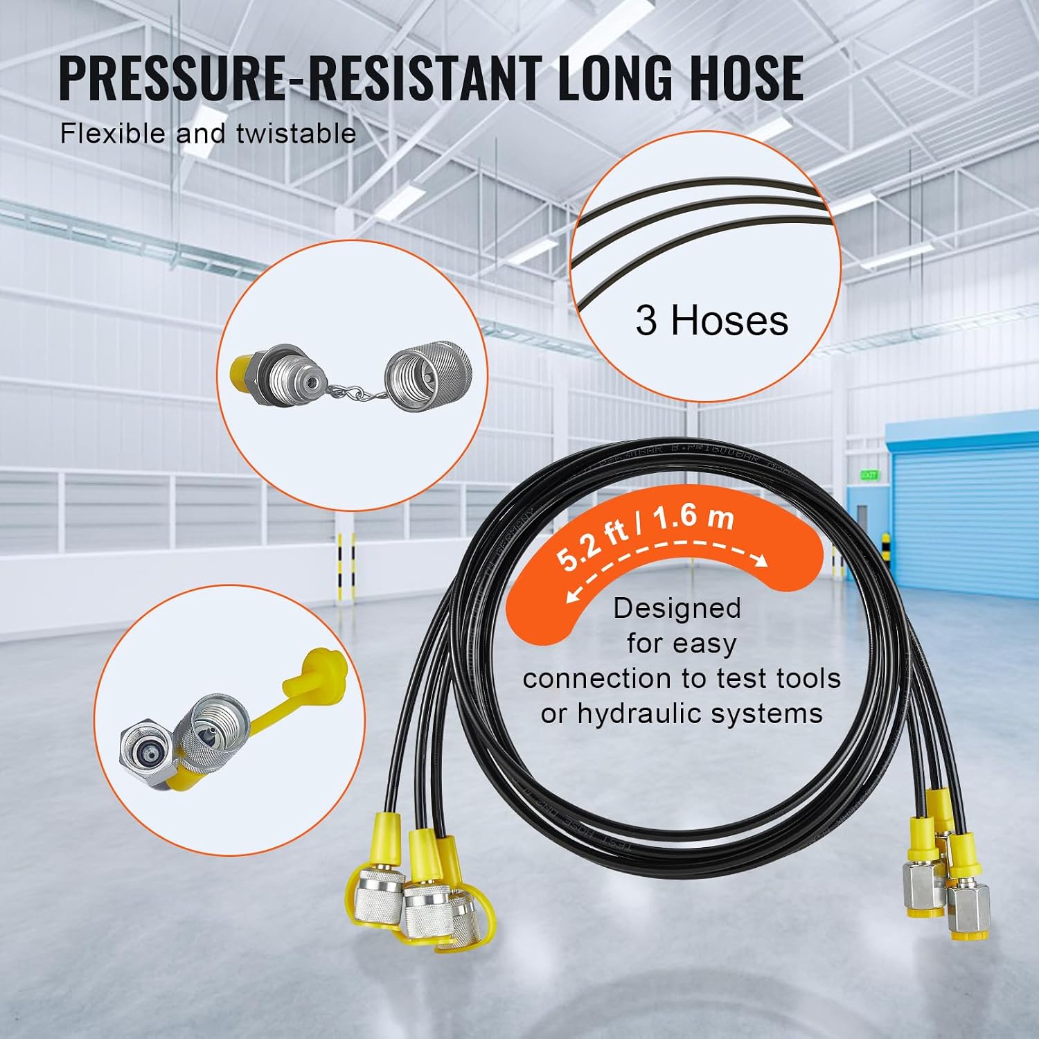 Hydraulic Pressure Test Kit, 250/400/600bar, 3 Gauges 11 Test Couplings 3 Test Hoses, Excavator Hydraulic Test Gauge Set with Portable Carrying Case for Excavator Tractors Construction Machinery - Image 5