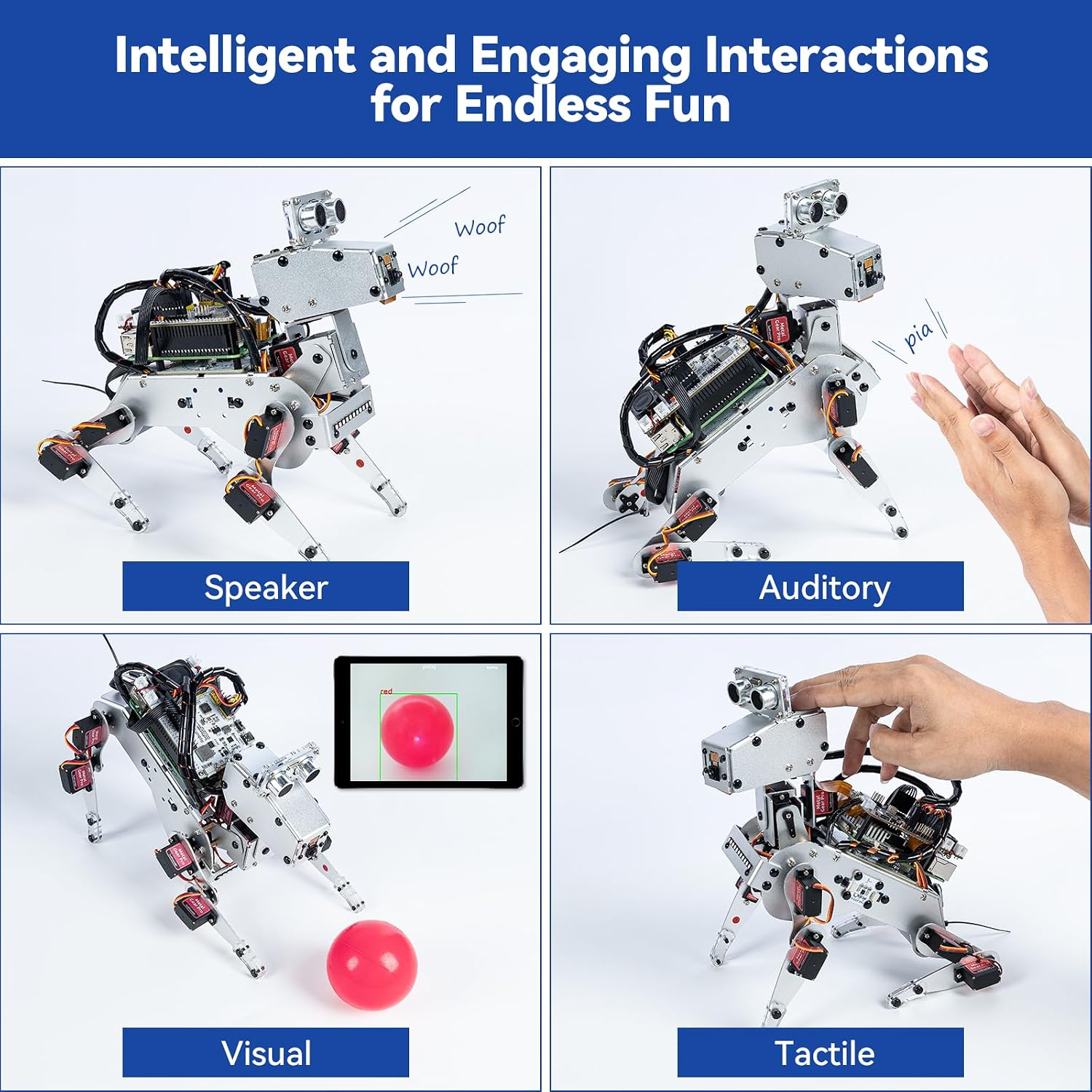 SunFounder PiDog AI Robot Dog Kit for Raspberry Pi 5/4/3B+/Zero 2W, Openclaw LLMs ChatGPT/Gemini/Grok, Voice&Video Recognition, Python, App, Gyroscope, Camera (RPI NOT Included) - Image 7