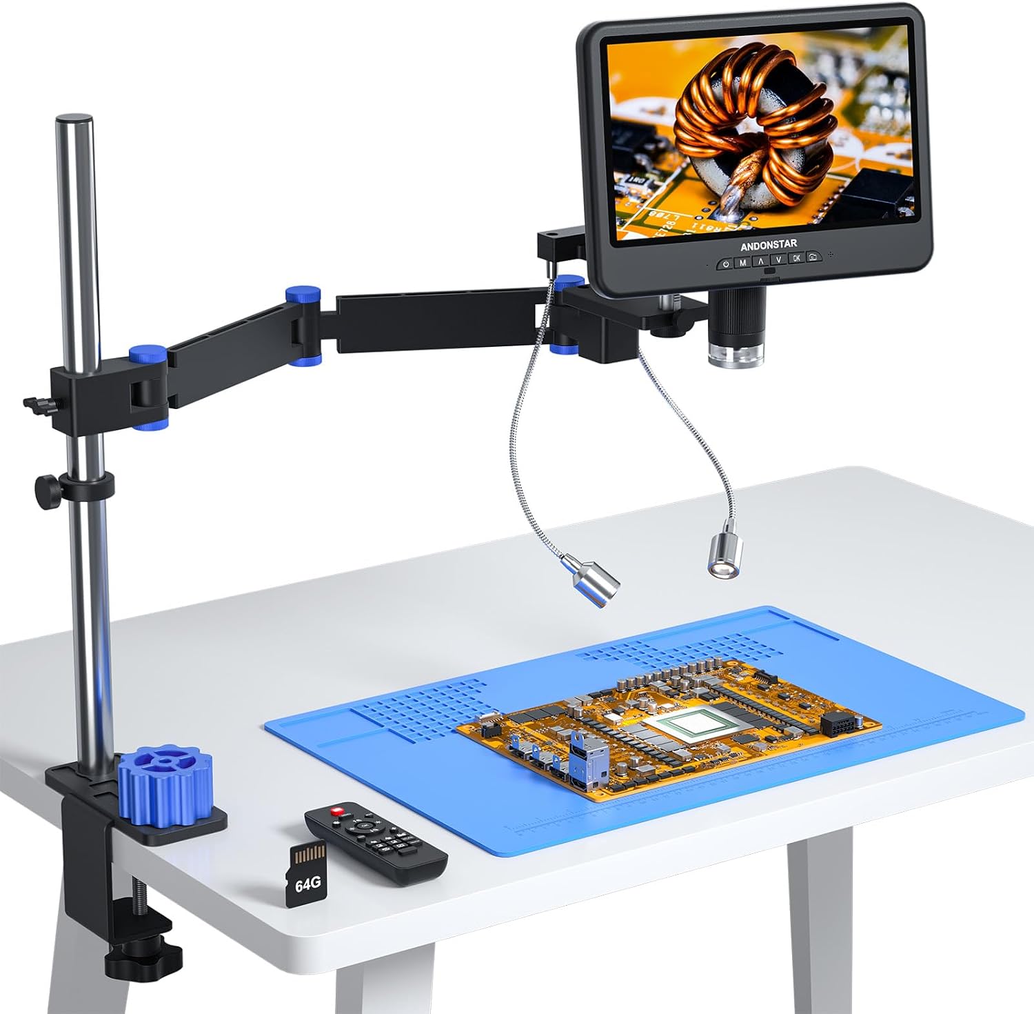 Andonstar AD208S-FA 4K HDMI Digital Microscope for Soldering 10.1" Screen
