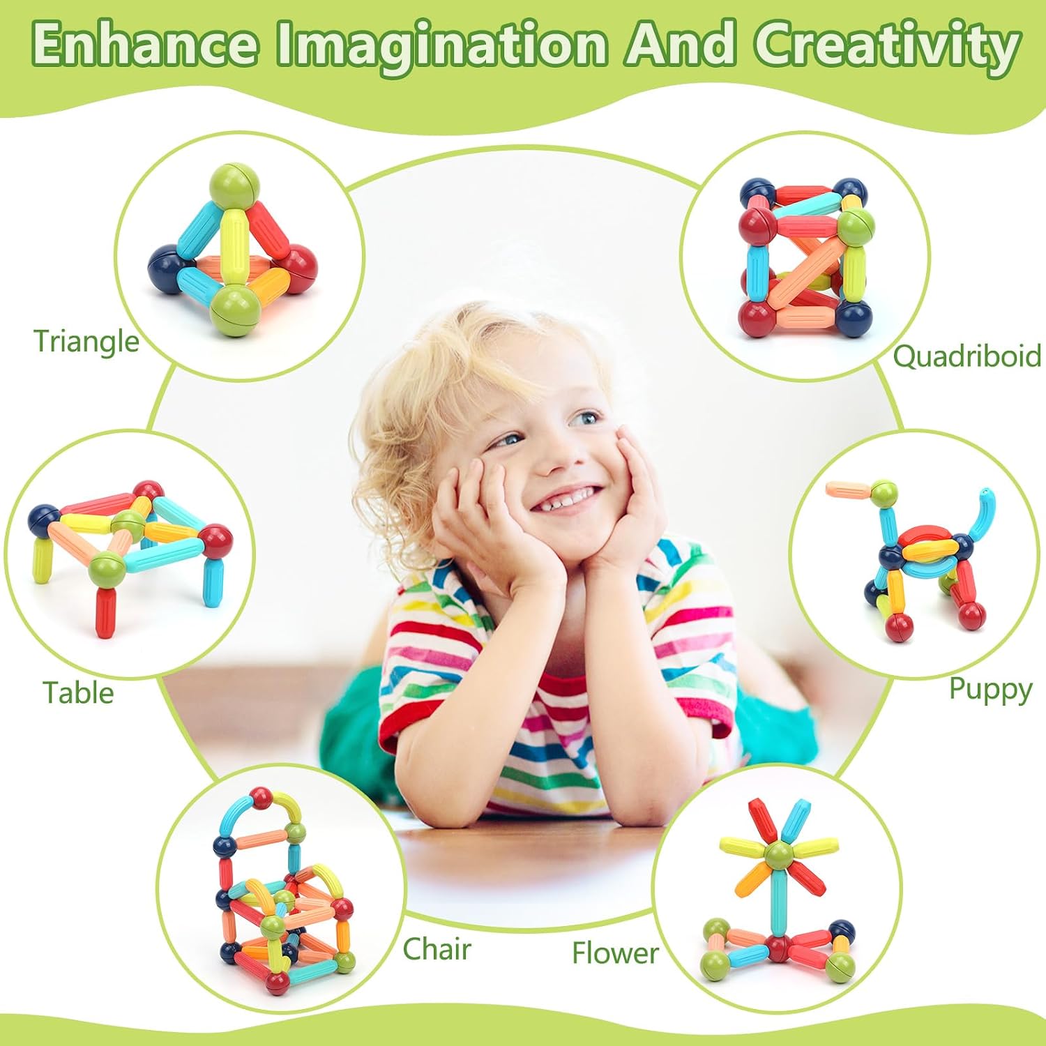 COUOMOXA Magnetic Building Blocks for Toddlers: STEM Educational Toys for 3 4 5+ Years Old Kids - Magnetic Stick Montessori Game for Family for Boys Girls 3-5 - Image 3