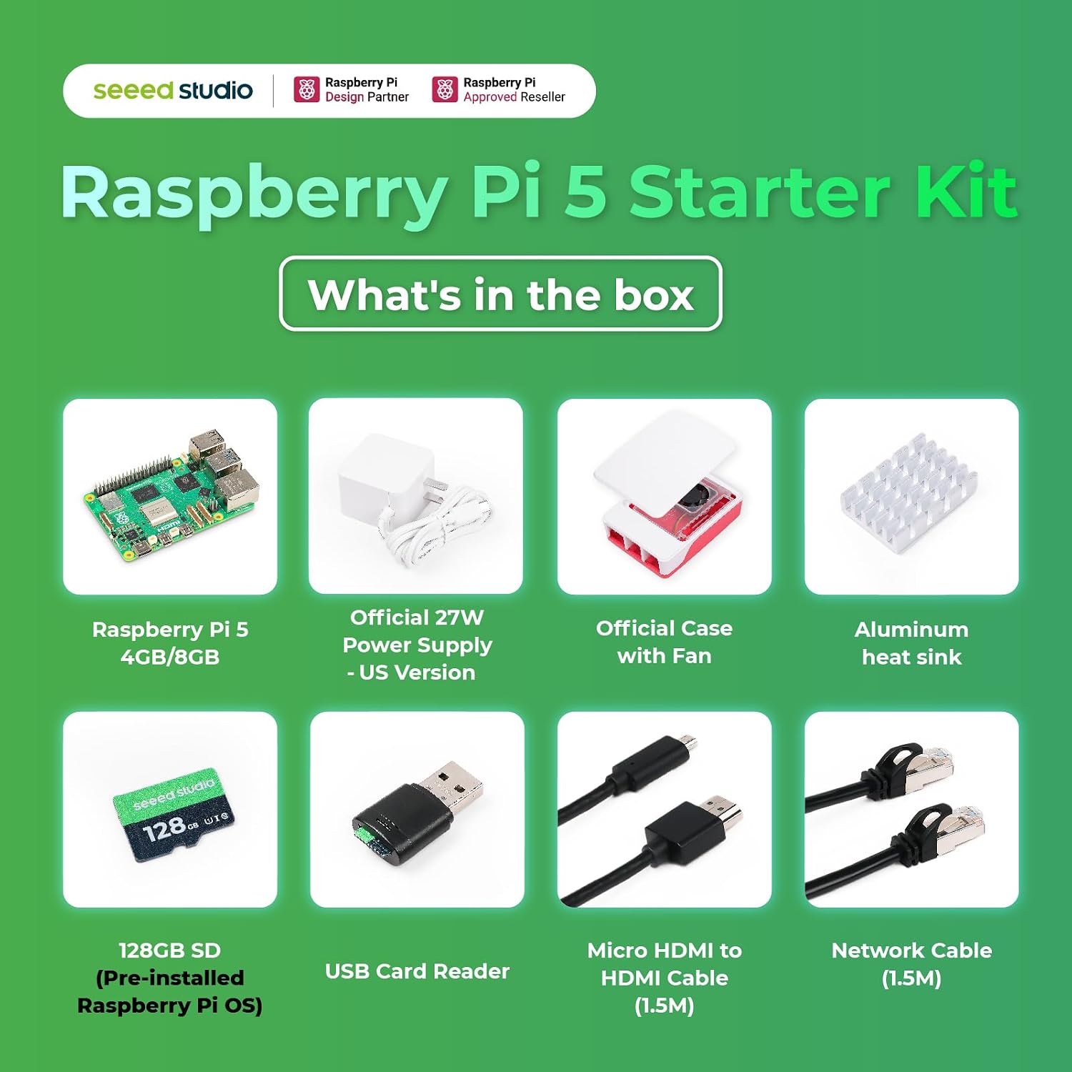 Raspberry Pi 5 Essentials Starter Kit PRO (128GB Edition) (8GB RAM) Micro SD Card Pre-Loaded 64-bit OS, Type-C Power Supply, Active Cooling Case for Edge AI, Docker & Pro Workstation - Image 3