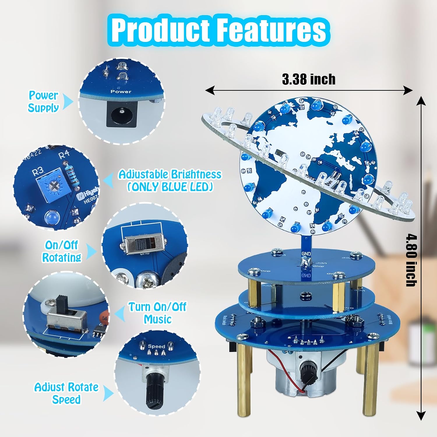 PEMENOL Soldering Project Kit, Rotating Solar System Globe Kit - Image 3