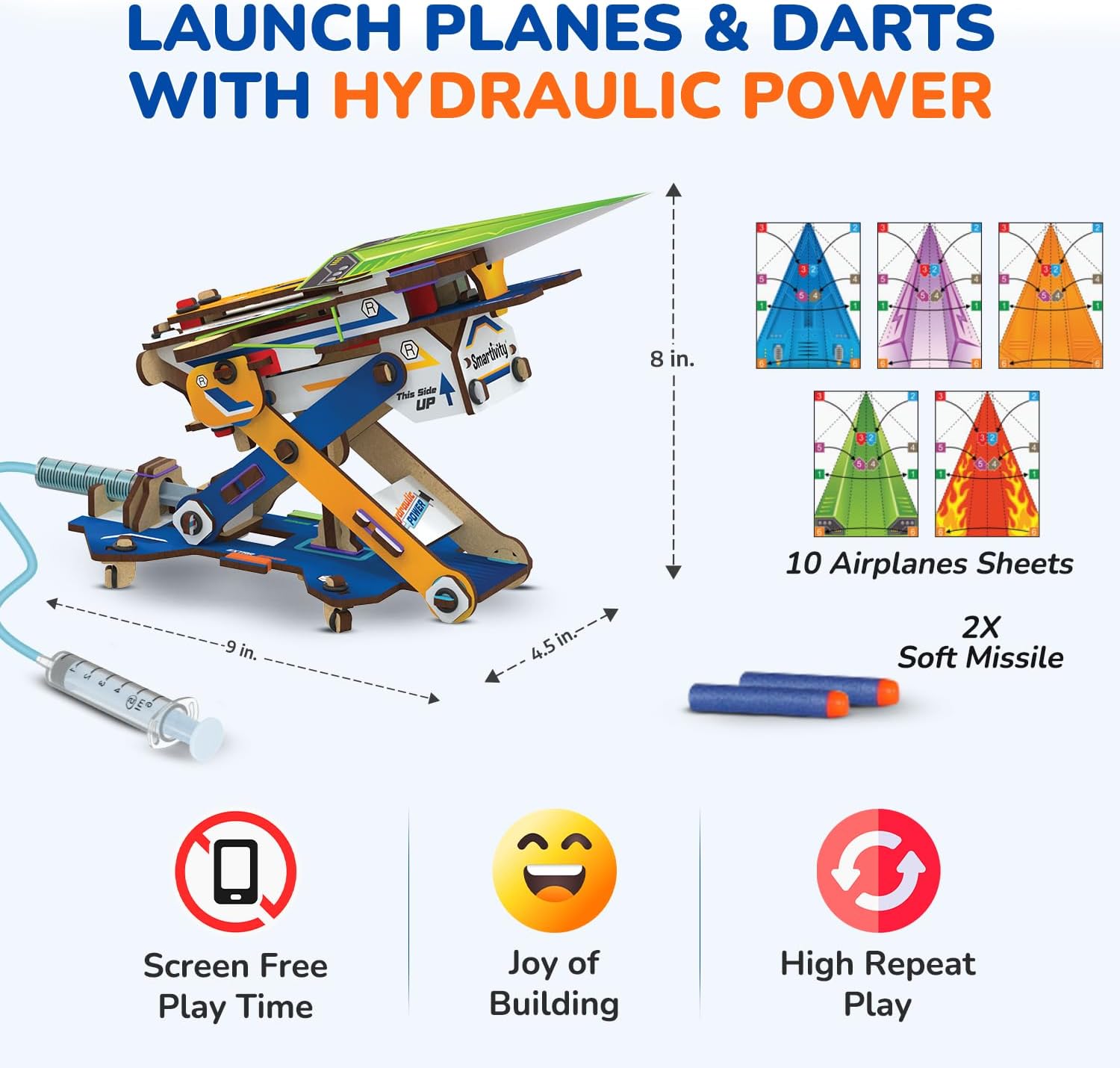 Smartivity 2in1 Hydraulic Aeroplane & Dart Launcher for Kids 6-14 - Image 4