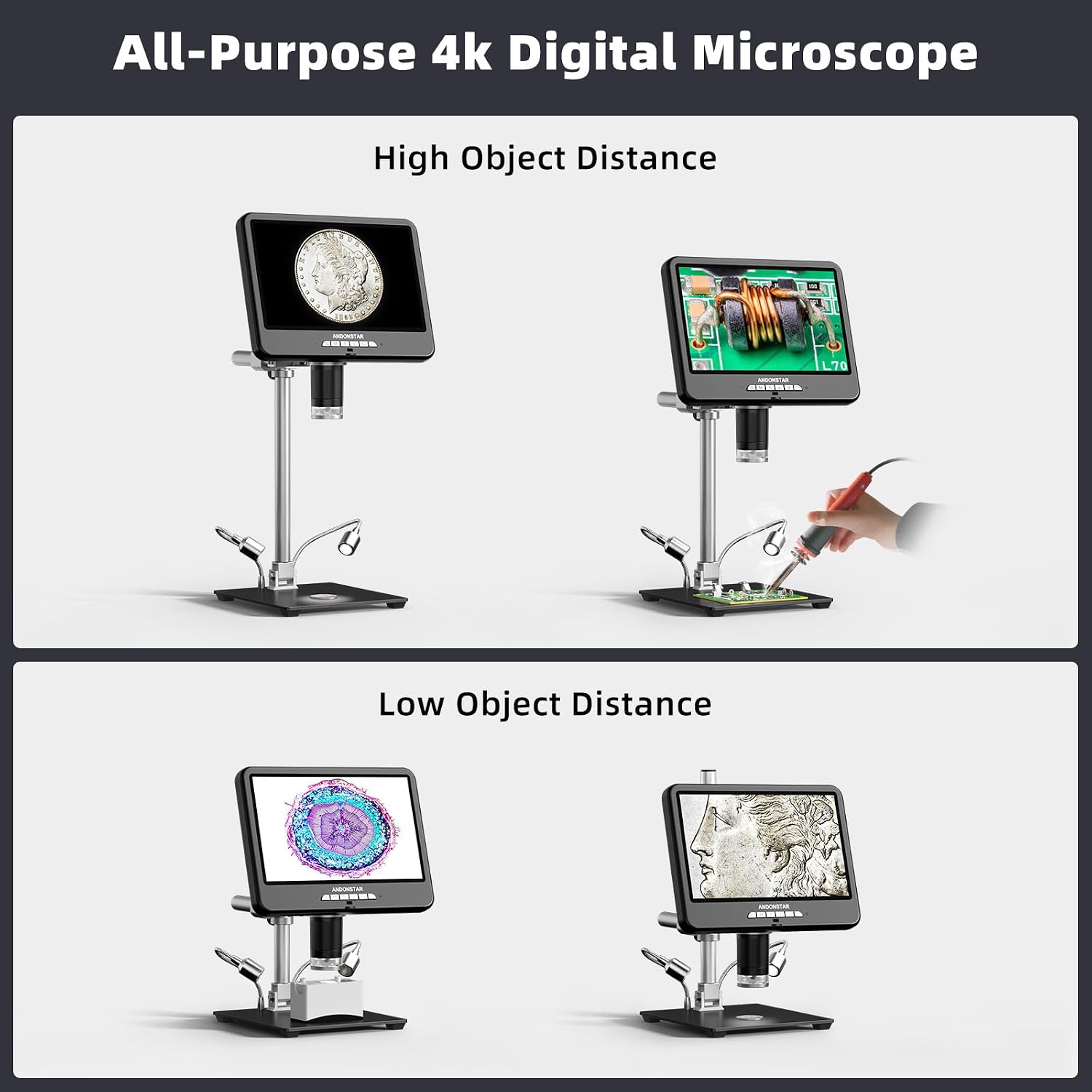 Andonstar 4K 60FPS 10.1" HDMI Digital Microscope for Soldering, Coin - Image 8