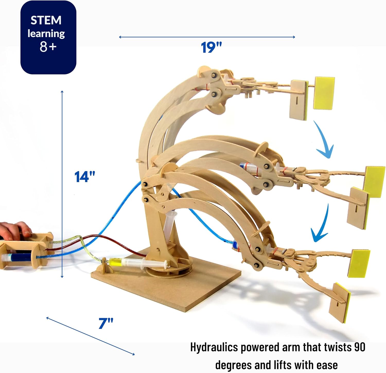 PATHFINDERS STEM Kit – Hydraulic Robotic Arm | Wooden Building Kit for Kids Ages 8-12 | Mechanical Engineering Toy | Hands-On STEM Project for Boys & Girls - Image 2
