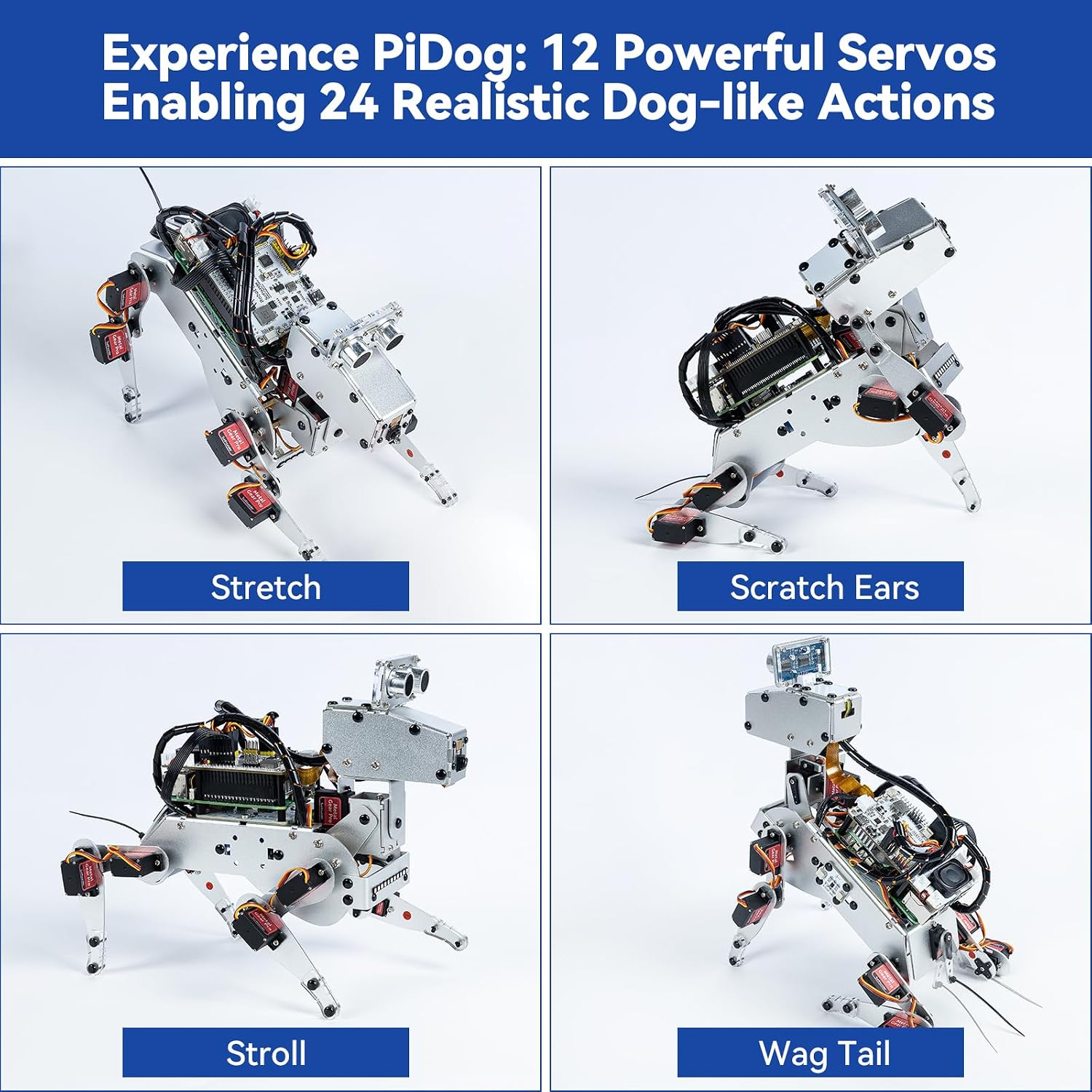 SunFounder PiDog AI Robot Dog Kit for Raspberry Pi 5/4/3B+/Zero 2W, Openclaw LLMs ChatGPT/Gemini/Grok, Voice&Video Recognition, Python, App, Gyroscope, Camera (RPI NOT Included) - Image 6