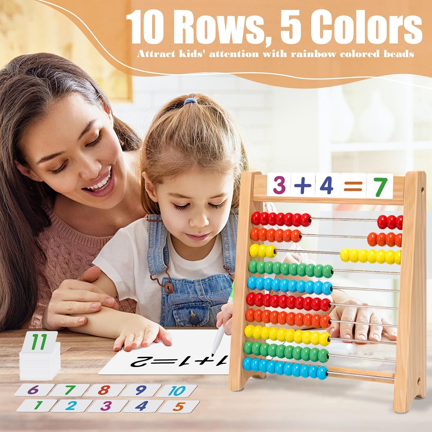 Abacus for Kids Math Wooden Abacus Counting Toy Math Manipulatives - Image 3