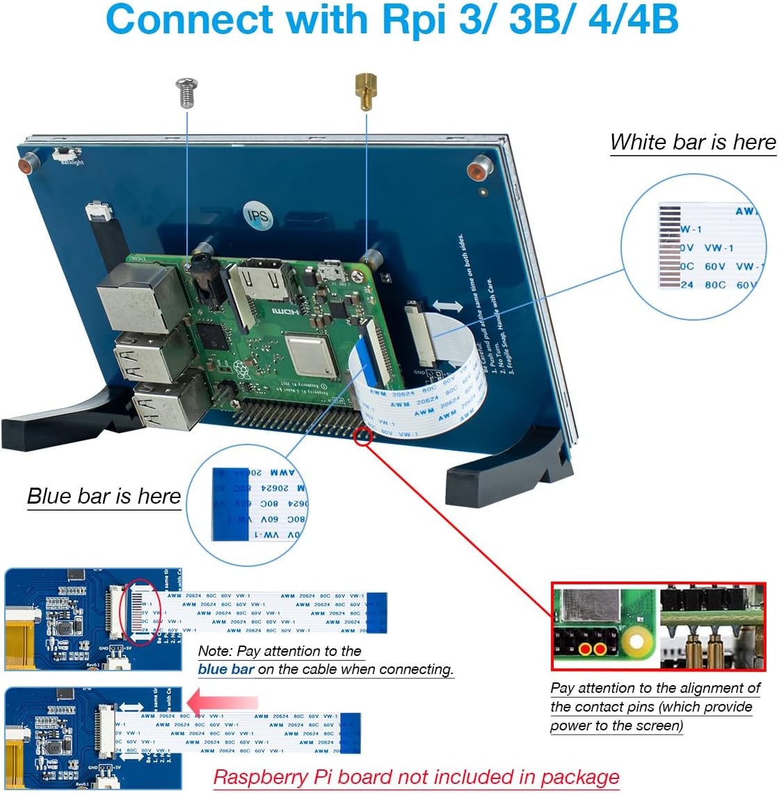 Hosyond 7 Inch Touchscreen IPS DSI Display Compatible with Raspberry Pi 5/4/3, 800x480 Pixel Capacitive Screen MIPI Driver-Free Interface - Image 5