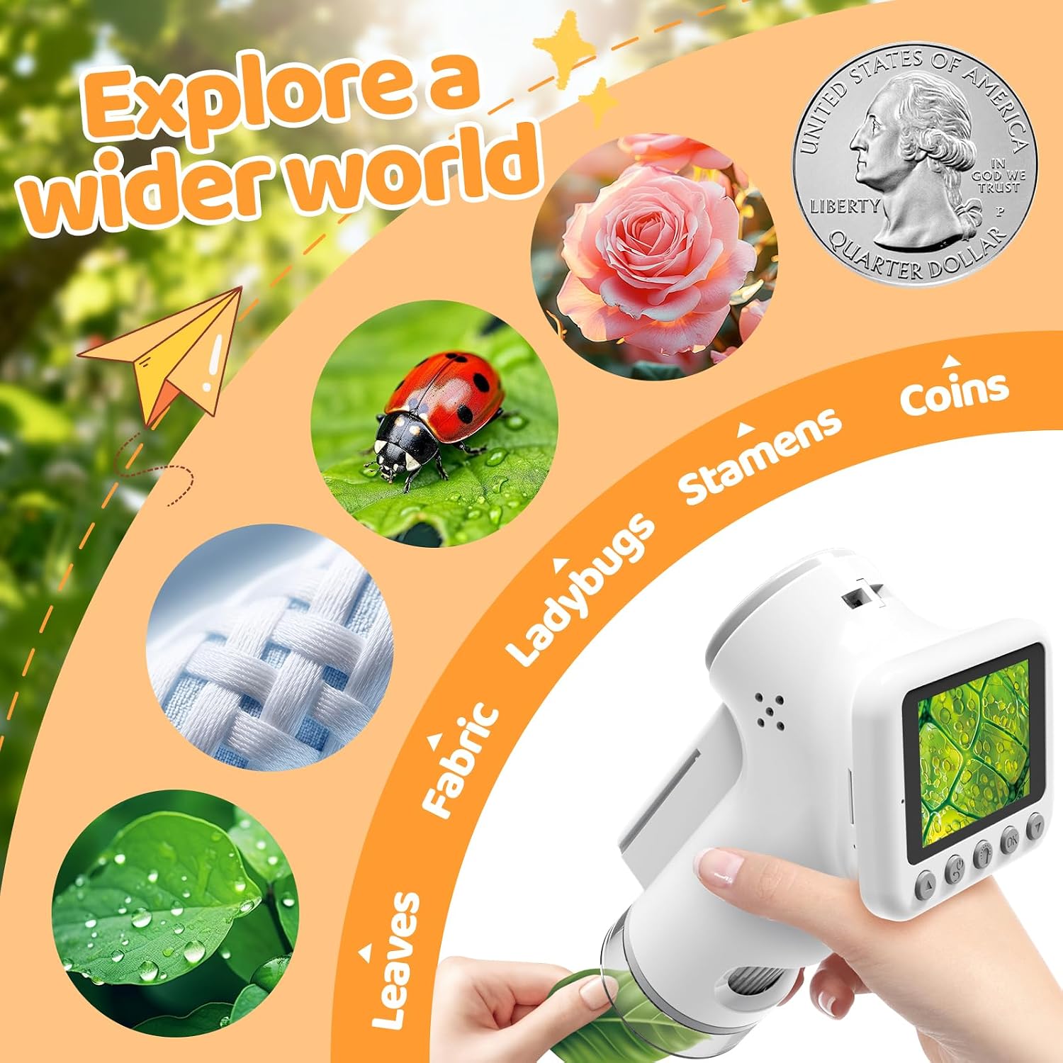 1600X Microscope for Kids, 2.0" Screen Toddler Toy, White - Image 5