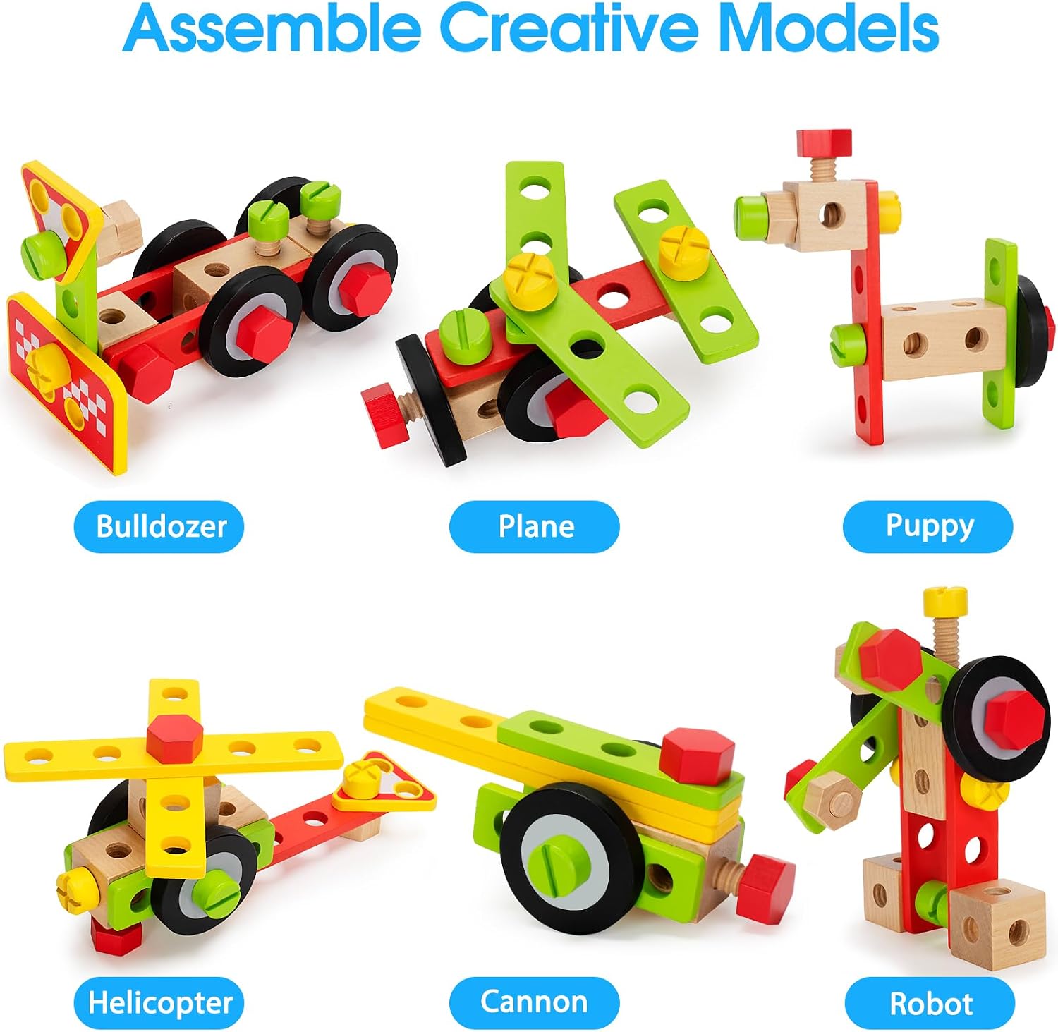 44 Pcs Toddler Tool Set, Wooden Tools for Kids Ages 3-5 with Drill and Box - Image 4