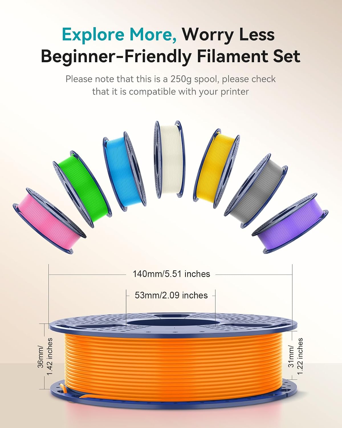 SUNLU Clear PLA Filament 1.75mm, 250g Spool Bundle, 3D Printer Filament - Image 7