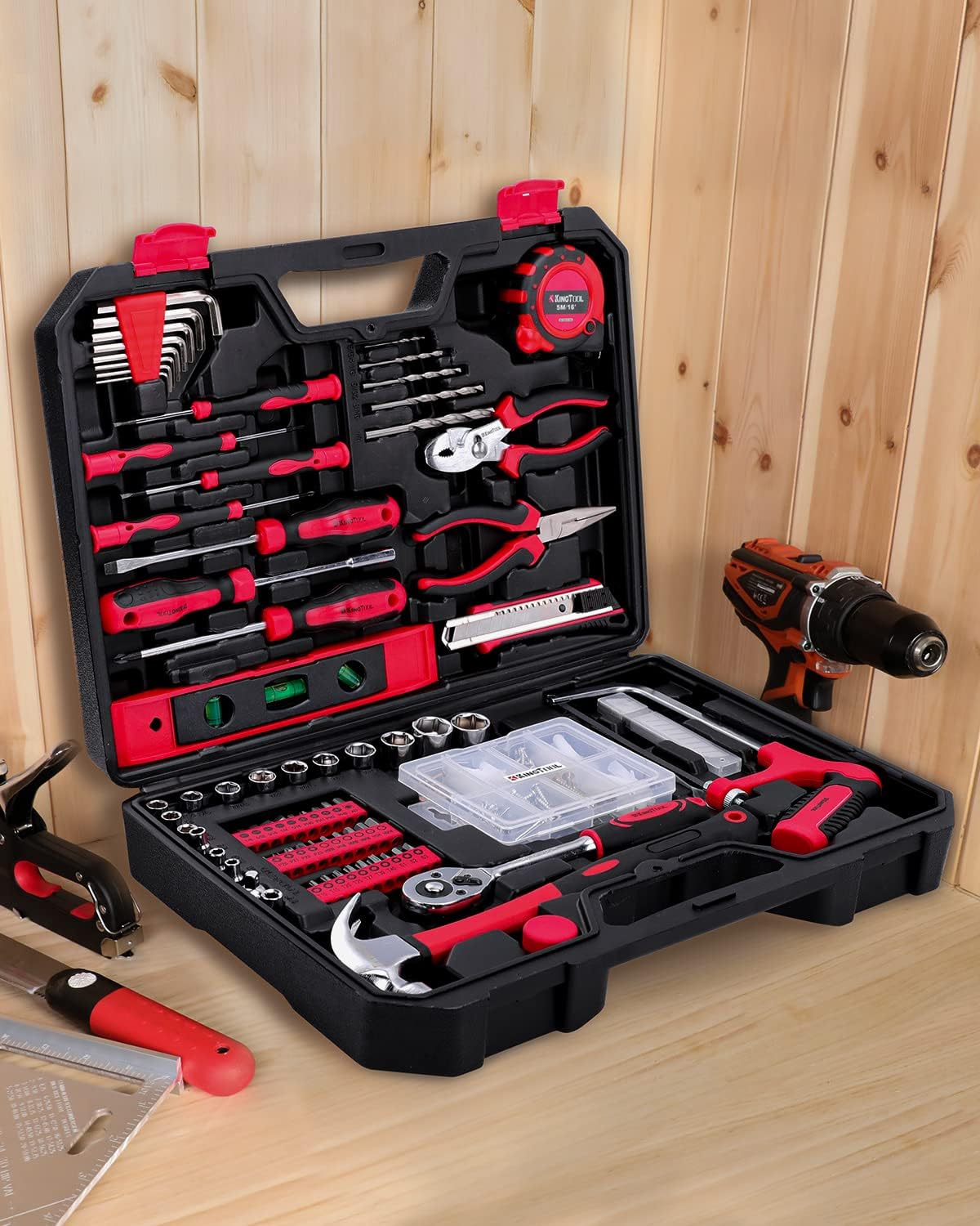 KingTool Home Repair Tool Kit - 226 Piece General Home/Auto Repair Tool Set, General Mechanic Tool Set, General Household Tool Kit, Perfect for Homeowner, Diyer, Handyman - Image 4