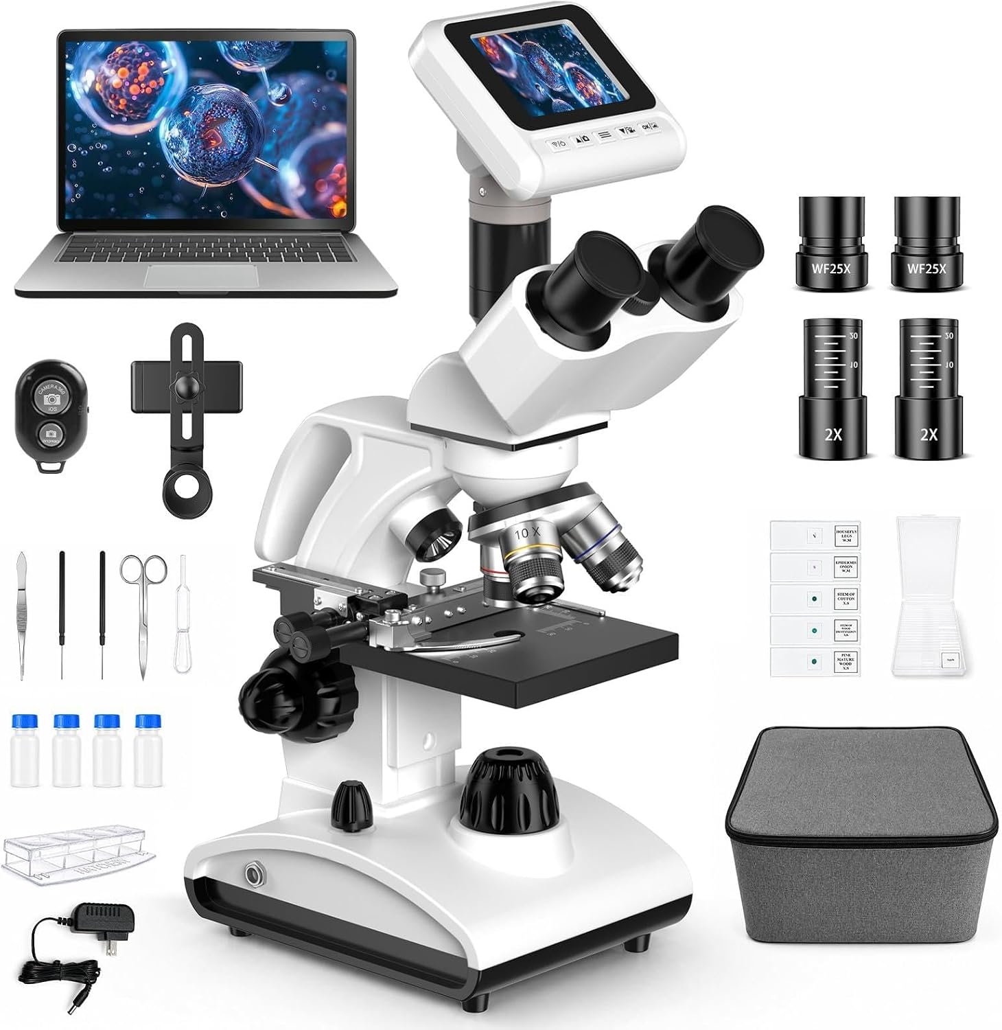 PalliPartners 40x-2000x Biological Compound Trinocular Microscope