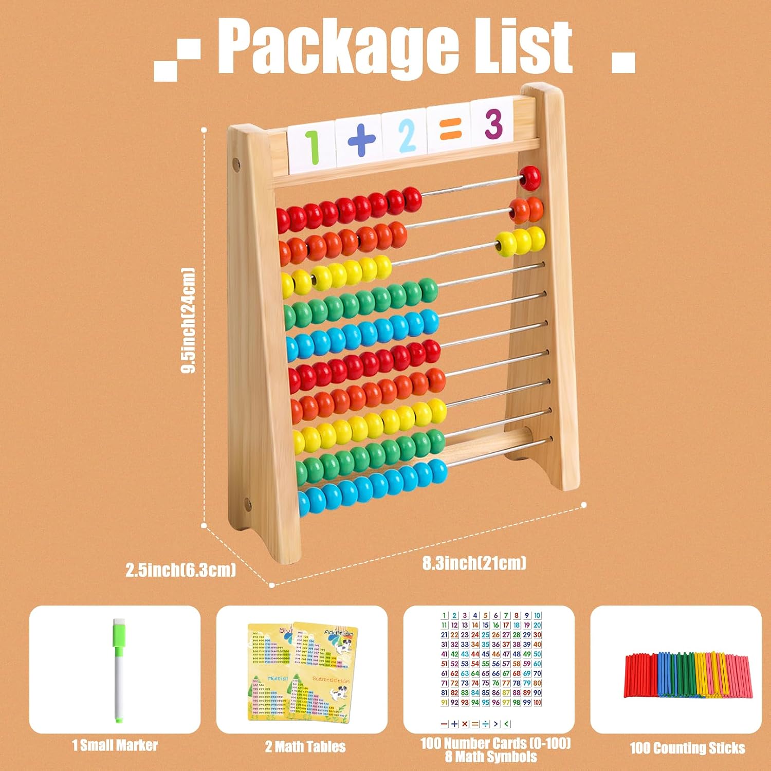 Abacus for Kids Math Wooden Abacus Counting Toy Math Manipulatives - Image 2