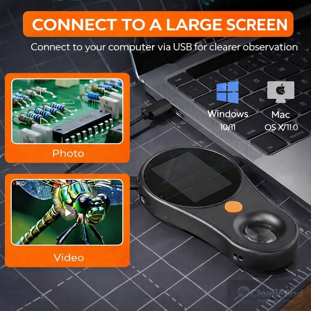 Digital Microscope 500x with 2.0" IPS Screen, Magnifying Glass, Coin Microscope, Trichome Microscope, USB Connection, Ideal for Electronics, Jewelry, Coin Collectors and Kids - Image 6