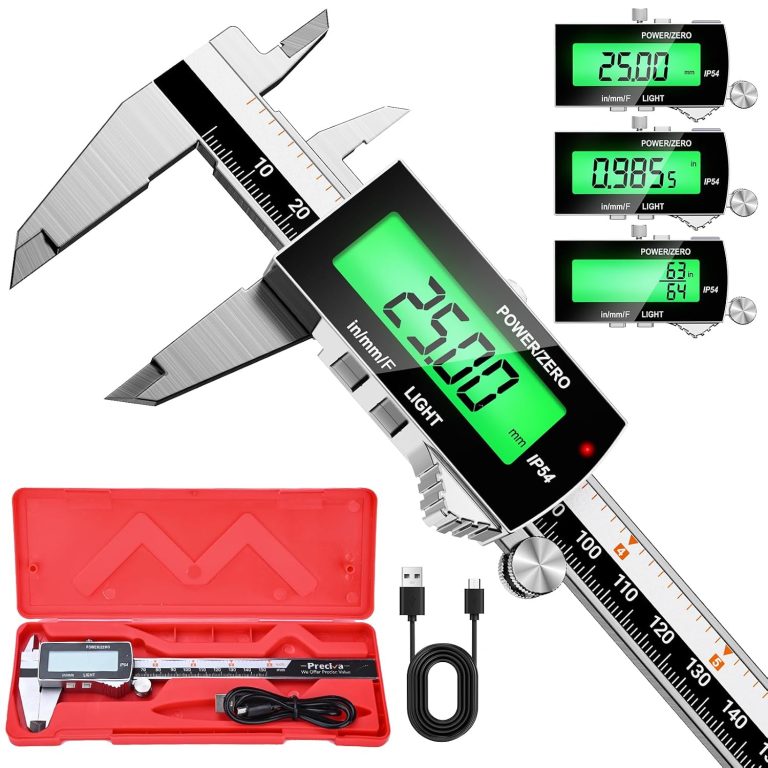 Preciva Backlight Digital Caliper,6inch IP54 Waterproof Rechargeable Electronic Micrometer with LCD Screen, Measurement Conversions for in/MM/F Precision Tool for DIY and Professional Use（Black）