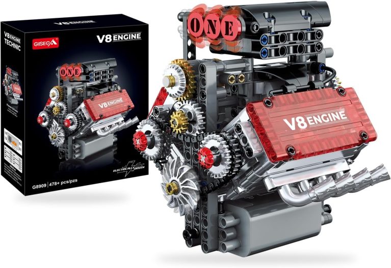Motorized V8 Engine Model Kit that Runs, 478-Piece 8-Cylinder Car Engine Building Kit, Build Your Own STEM Mechanical Model with Moving Pistons, Gears and Electric Motor for Adults and Teens