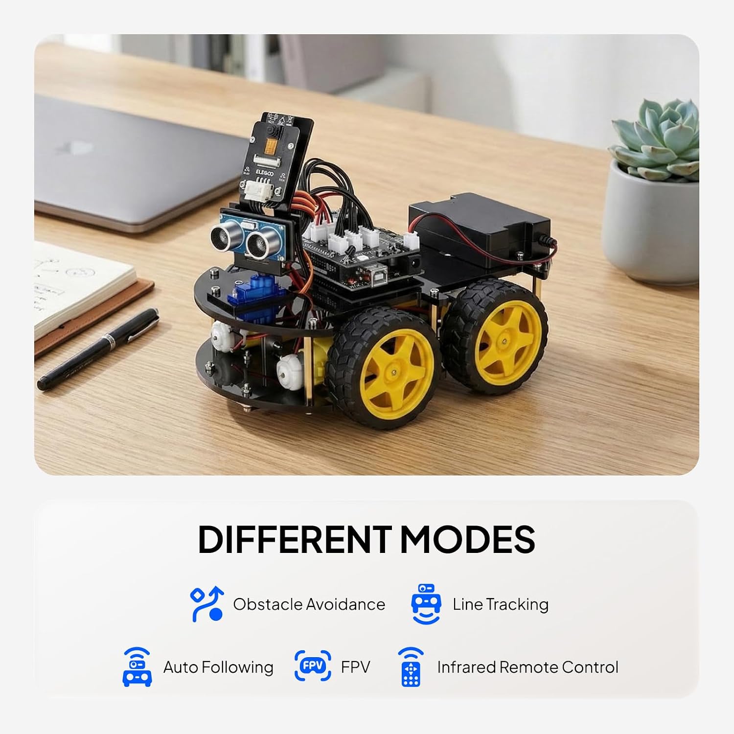 ELEGOO UNO R3 Smart Robot Car Kit V4 with Camera, Compatible with Arduino - Image 7