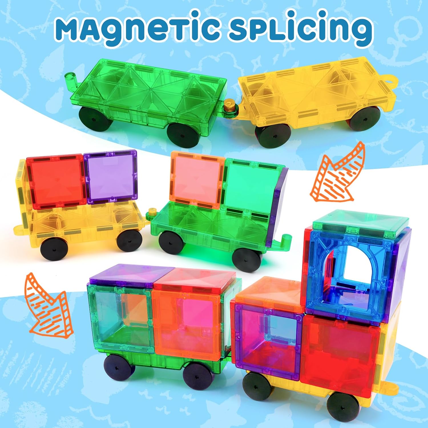 Mruikeny Magnetic Tiles Cars Construction Set - 4 PCS Magnetic Tiles Magnet Bricks Truck Sensory Toys, Educational Magnet Cars Set Building Blocks for 3 4 5 6 7 8+ Year Old Girls Boys - Image 5