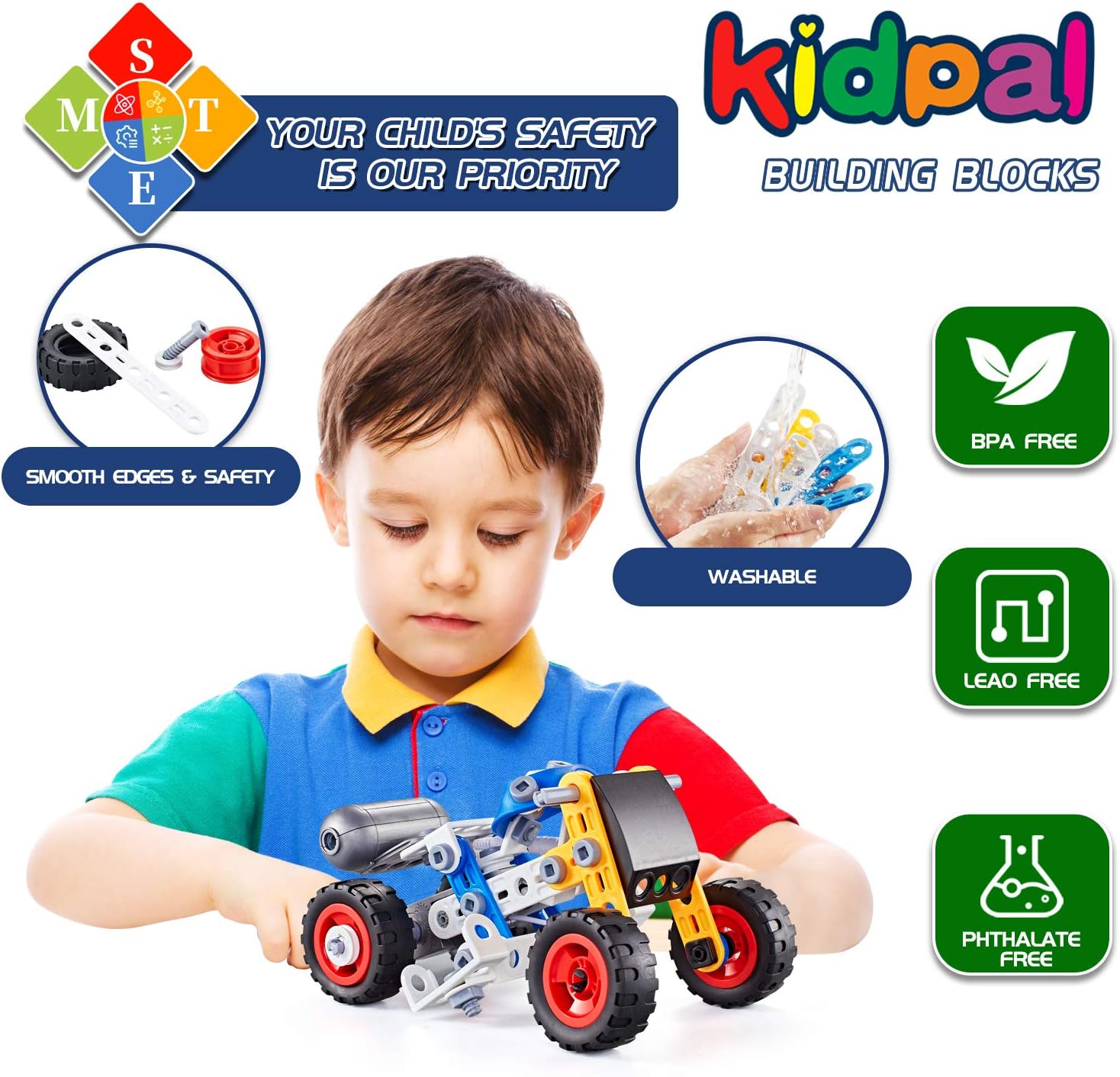 Erector Set for Boys 6-12, Building Toys for Kids Ages 4-8, 5 in 1 STEM Toys Ages 4-7 with Electric Power Motor, Construction Toys for Age 5 7 8 9 Years Old, 113 PCS DIY - Image 7