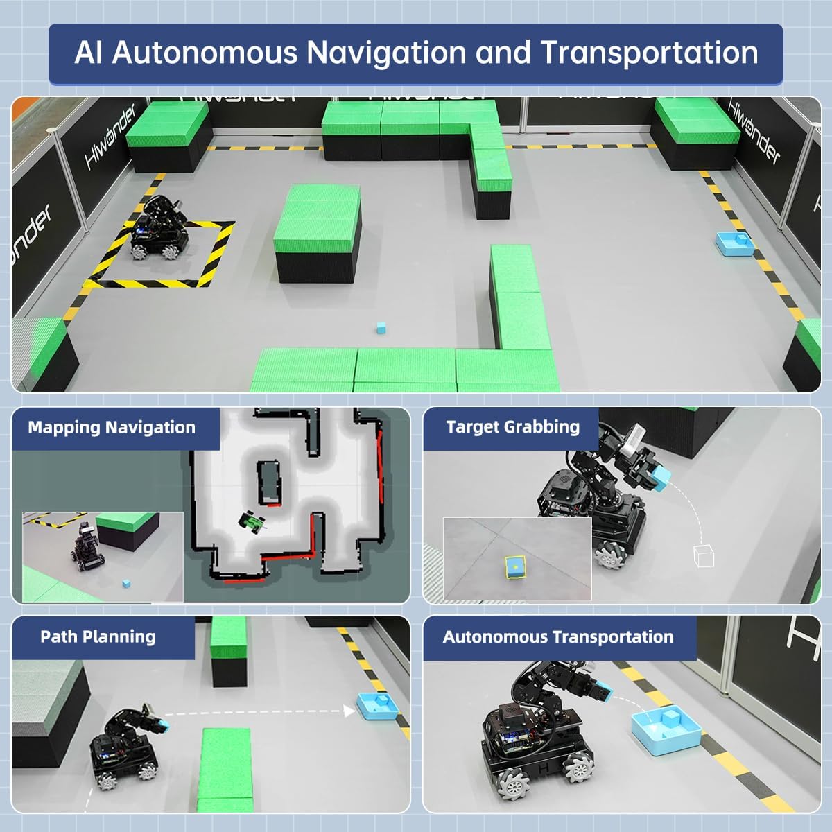 HIWONDER ROS2 Robot Car with ChatGPT Large AI Models, 6DOF Robotic Arm SLAM Mapping Navigation AI Vision Voice Control Scene Understanding ROS Education, LanderPi Advanced Kit Without RaspberryPi - Image 7